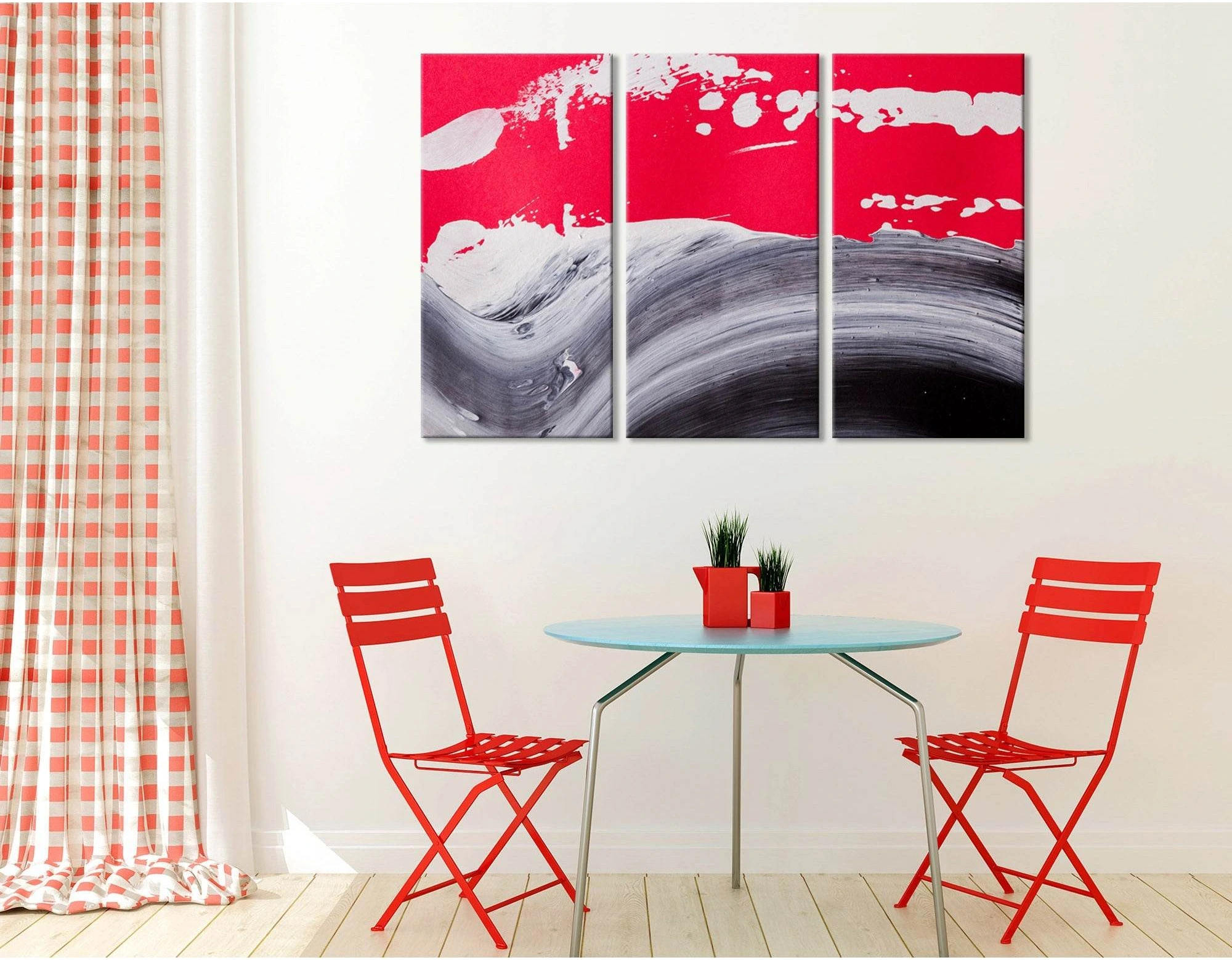 Bright Crimson And Gray Abstract №04124 Ready to Hang Canvas Print - Zellart Canvas Prints ALL_Products