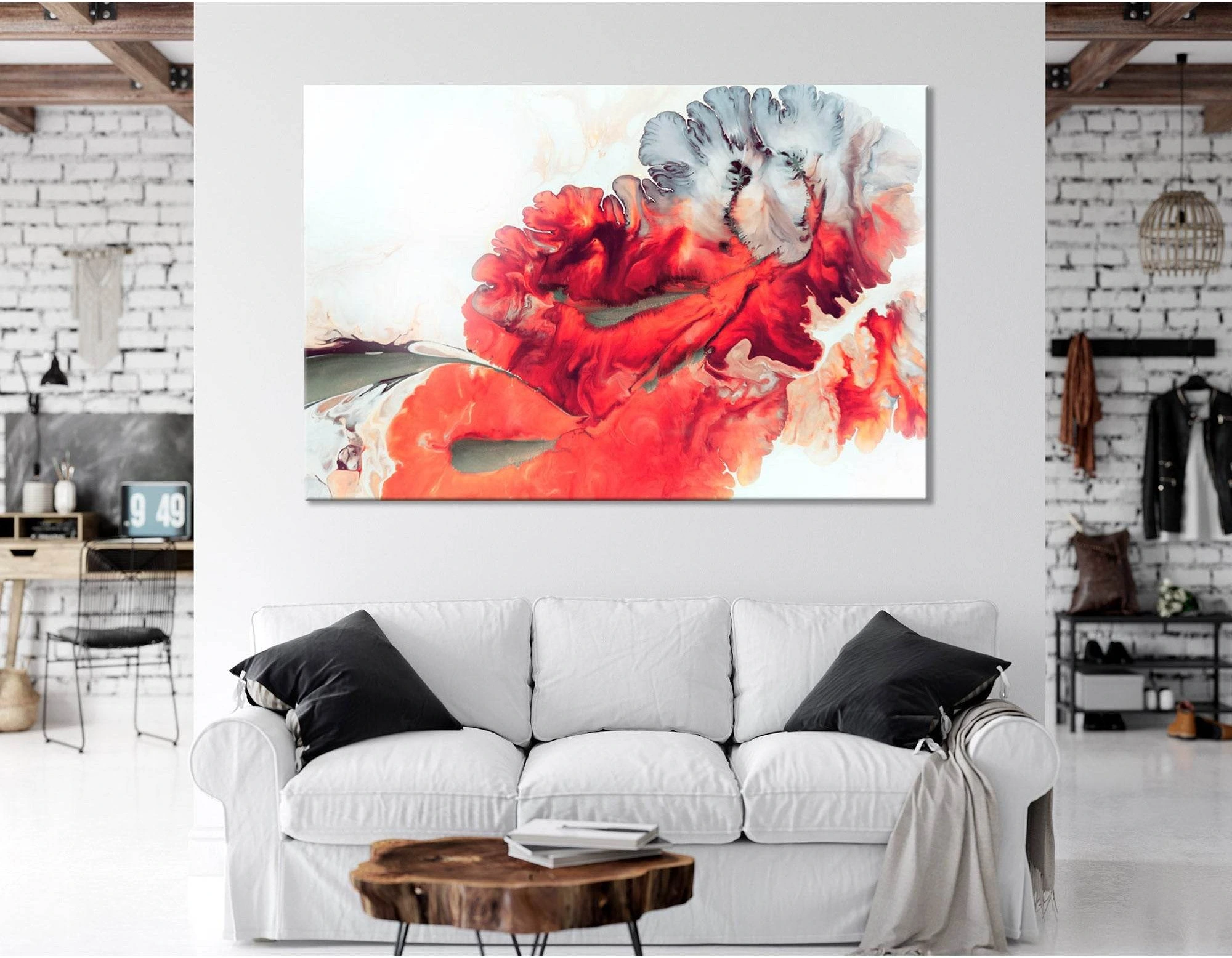 Bright Red Abstract №04385 Ready to Hang Canvas Print - Zellart Canvas Prints ALL_Products