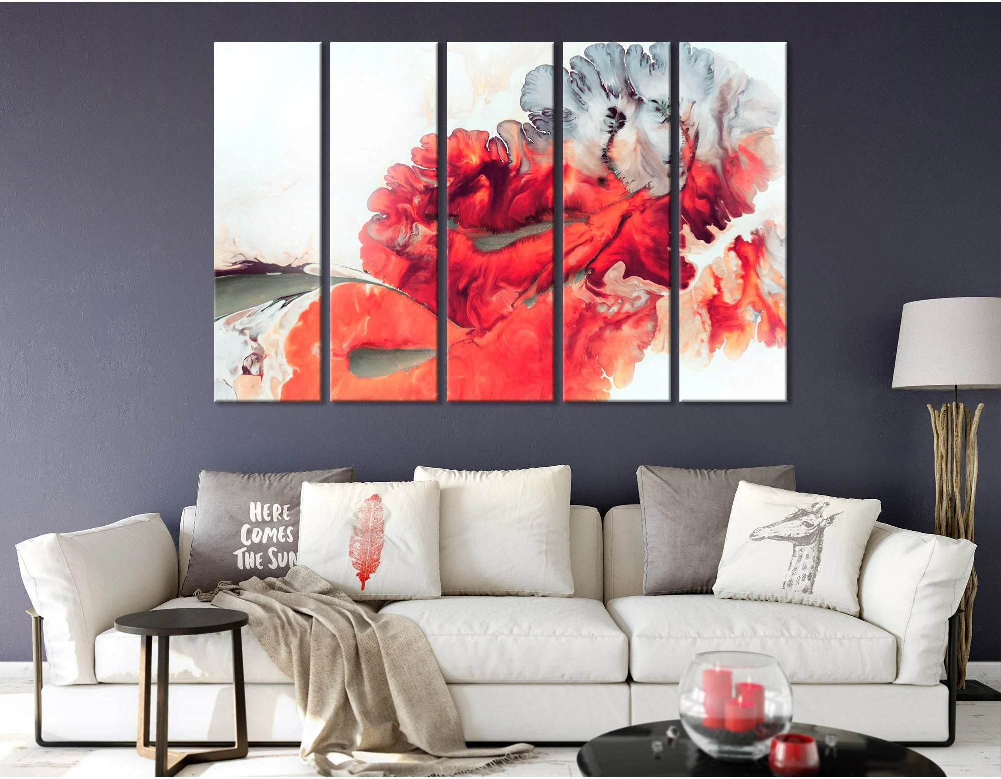 Bright Red Abstract №04385 Ready to Hang Canvas Print - Zellart Canvas Prints ALL_Products