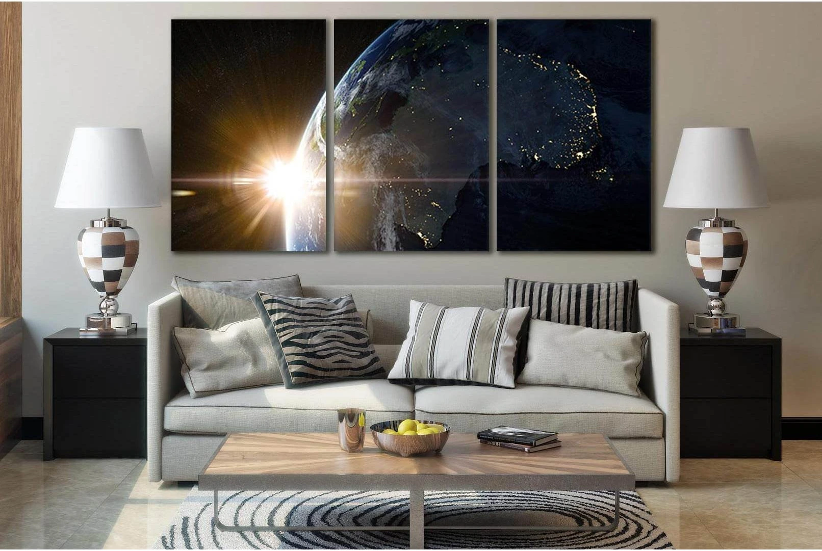 Bright Sunrise Over Planet Earth №SL438 Ready to Hang Canvas Print - Zellart Canvas Prints 0new, ALL_Products, Astronomy & Space Canvas Wall Art