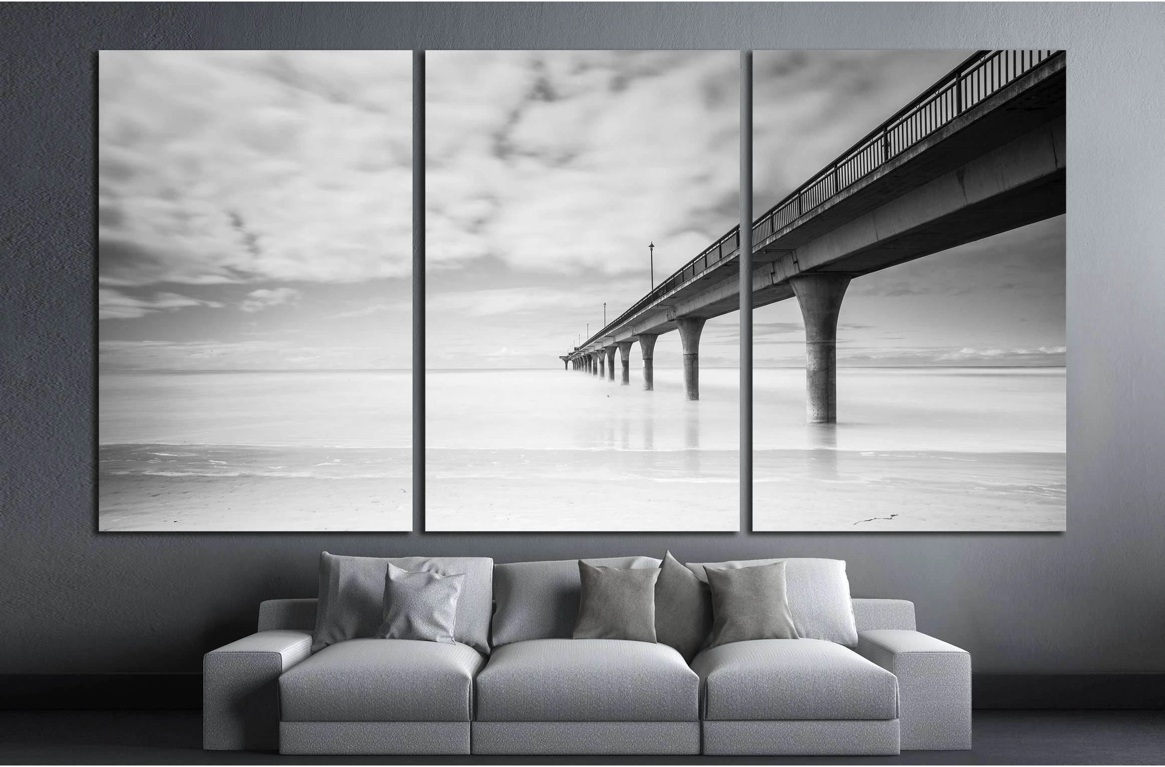 Brighton Pier Of Christchurch, New Zealand №2526 Ready to Hang Canvas Print - Zellart Canvas Prints ALL_Products, s-2526