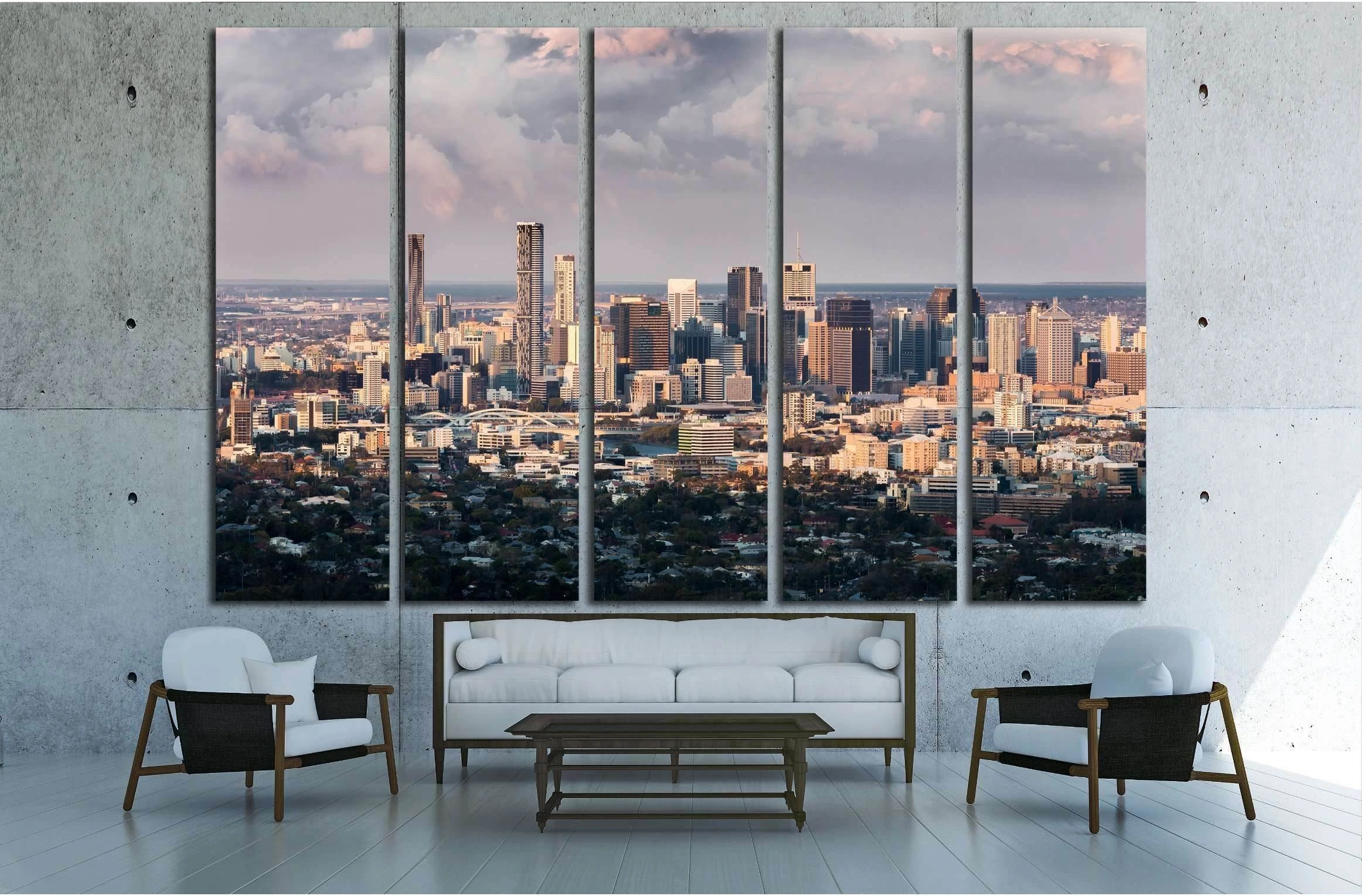 Brisbane City Landscape №2986 Ready to Hang Canvas Print - Zellart Canvas Prints ALL_Products, s-2986
