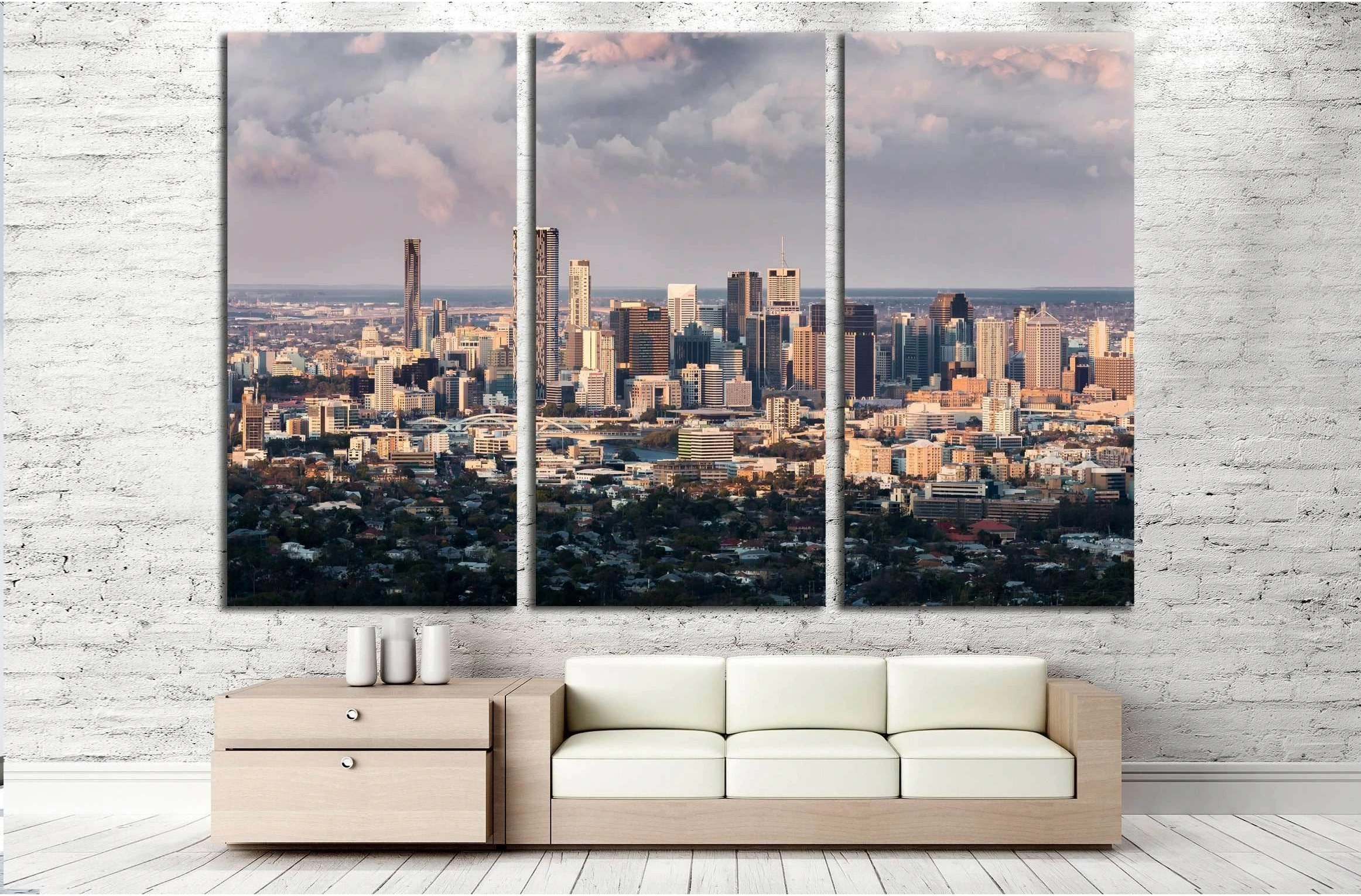 Brisbane City Landscape №2986 Ready to Hang Canvas Print - Zellart Canvas Prints ALL_Products, s-2986