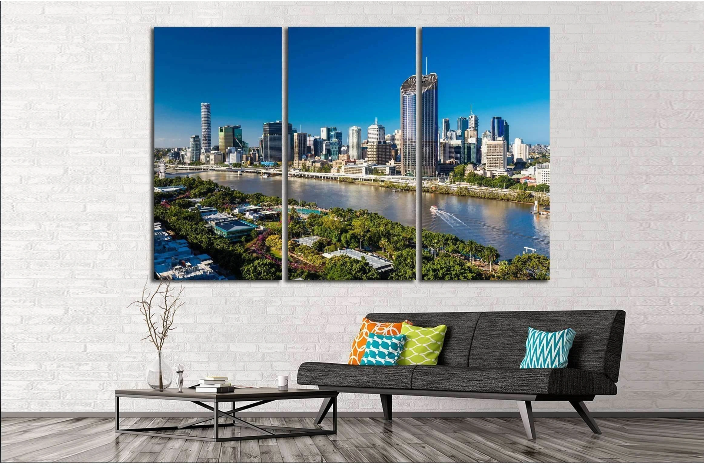 Brisbane is the capital of QLD and the third largest city in Australia №2413 Ready to Hang Canvas Print - Zellart Canvas Prints ALL_Products, s-2413