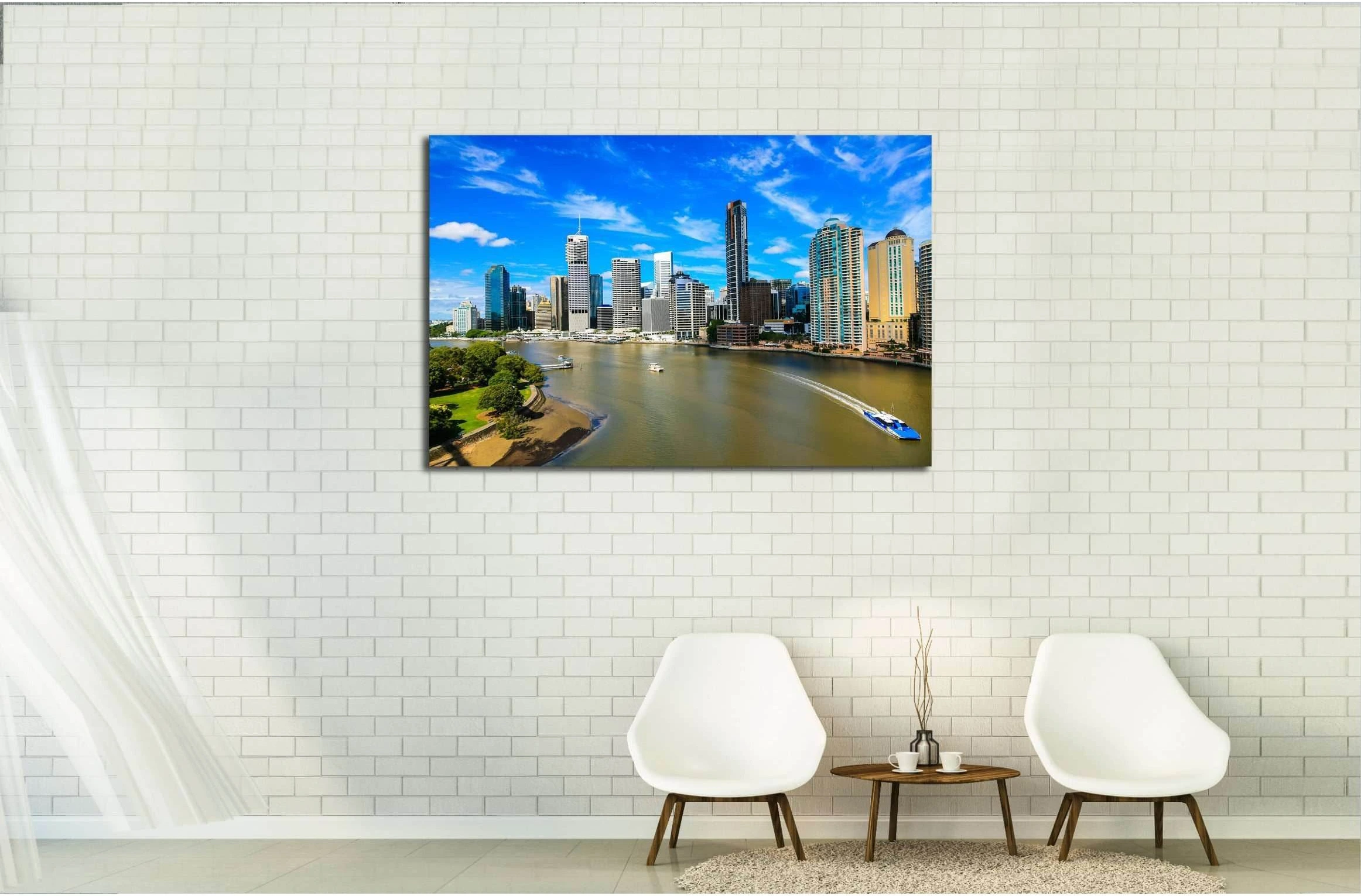 Brisbane River and City №3008 Ready to Hang Canvas Print - Zellart Canvas Prints ALL_Products, s-3008
