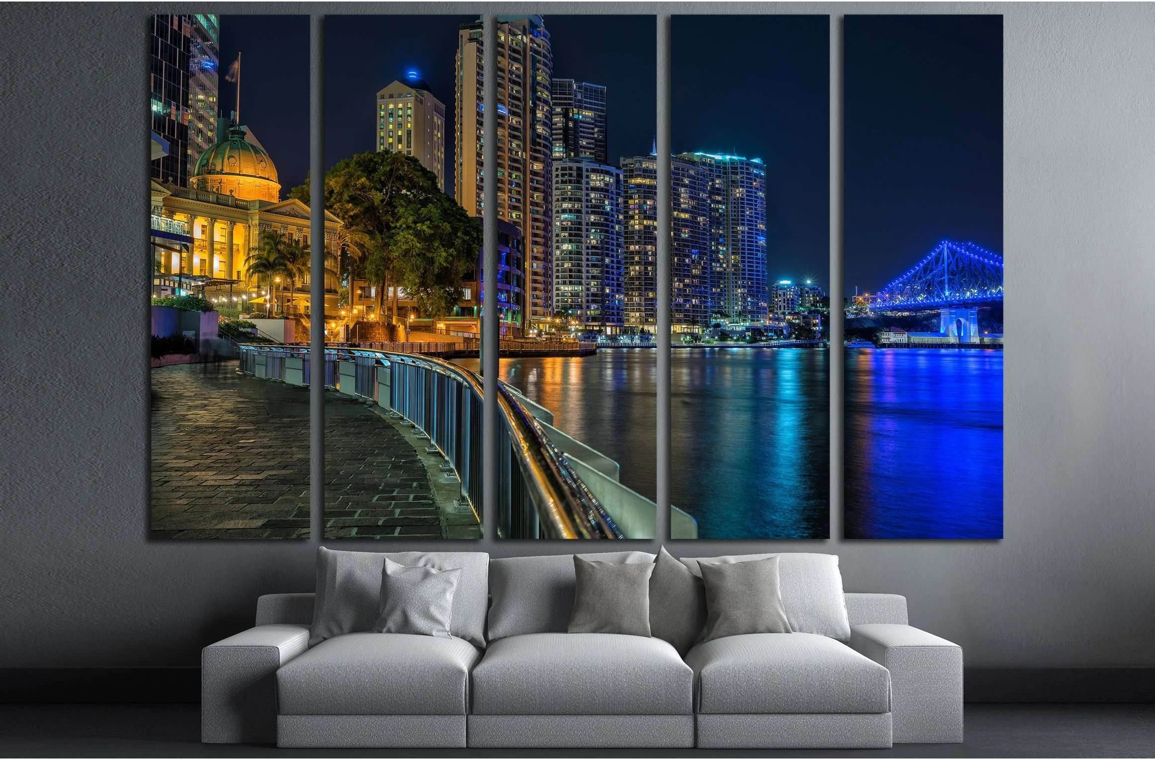 Brisbane waterfront №3010 Ready to Hang Canvas Print - Zellart Canvas Prints ALL_Products, s-3010