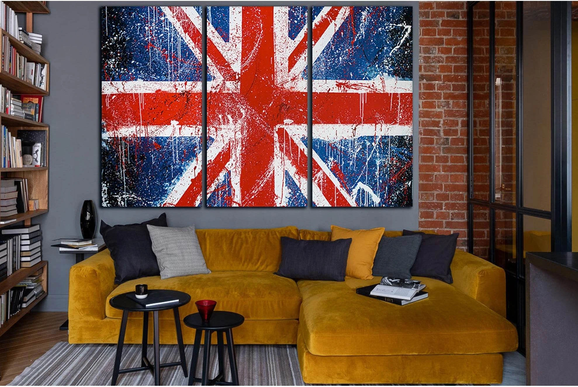 British Flag On Concrete Wall №SL1196 Ready to Hang Canvas Print - Zellart Canvas Prints 0new, ALL_Products, Flags