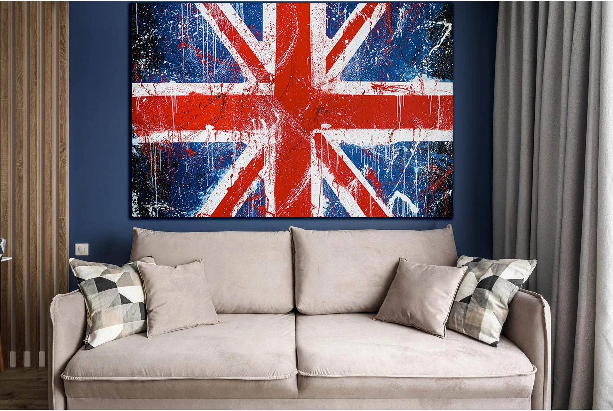 British Flag On Concrete Wall №SL1196 Ready to Hang Canvas Print - Zellart Canvas Prints 0new, ALL_Products, Flags