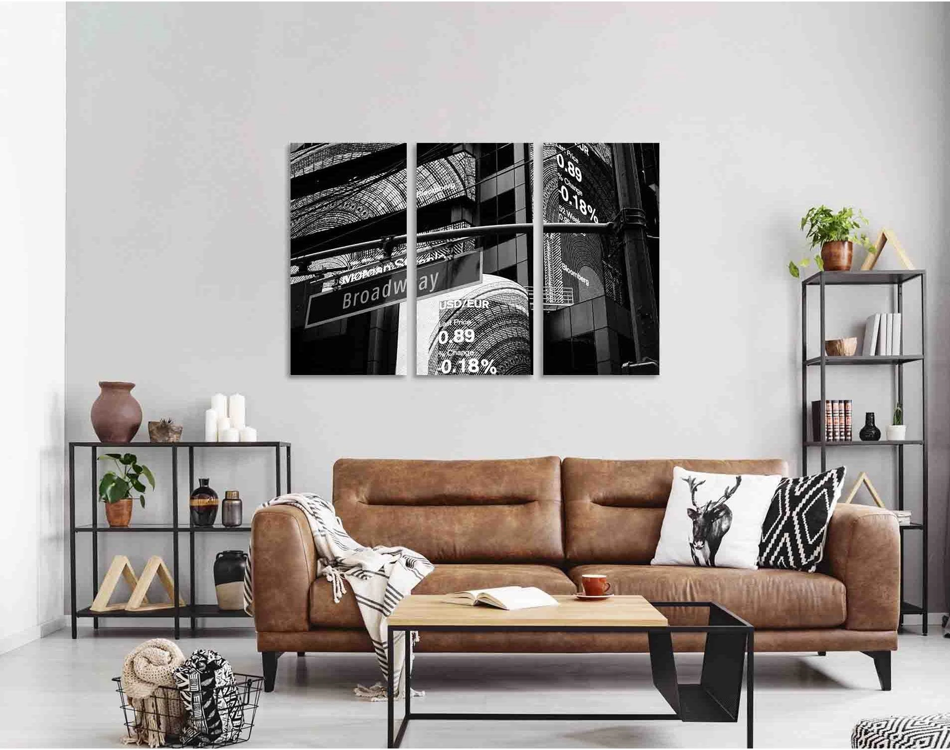 Broadway street №D2821 Ready to Hang Canvas Print - Zellart Canvas Prints 0new, ALL_Products, Black & White Wall Art