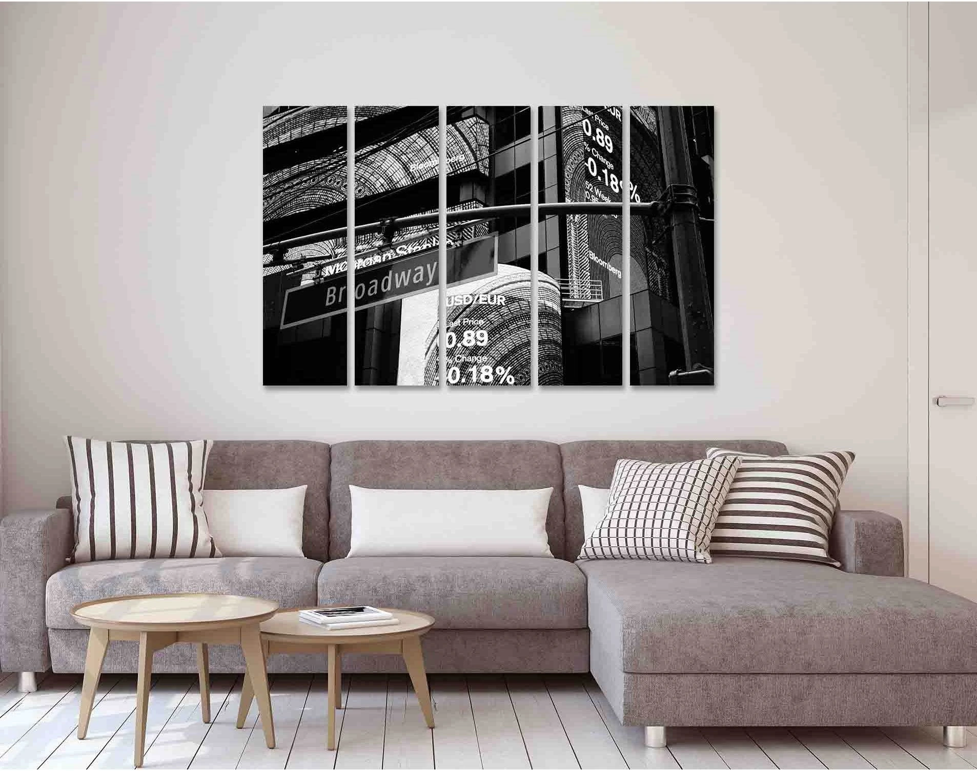 Broadway street №D2821 Ready to Hang Canvas Print - Zellart Canvas Prints 0new, ALL_Products, Black & White Wall Art