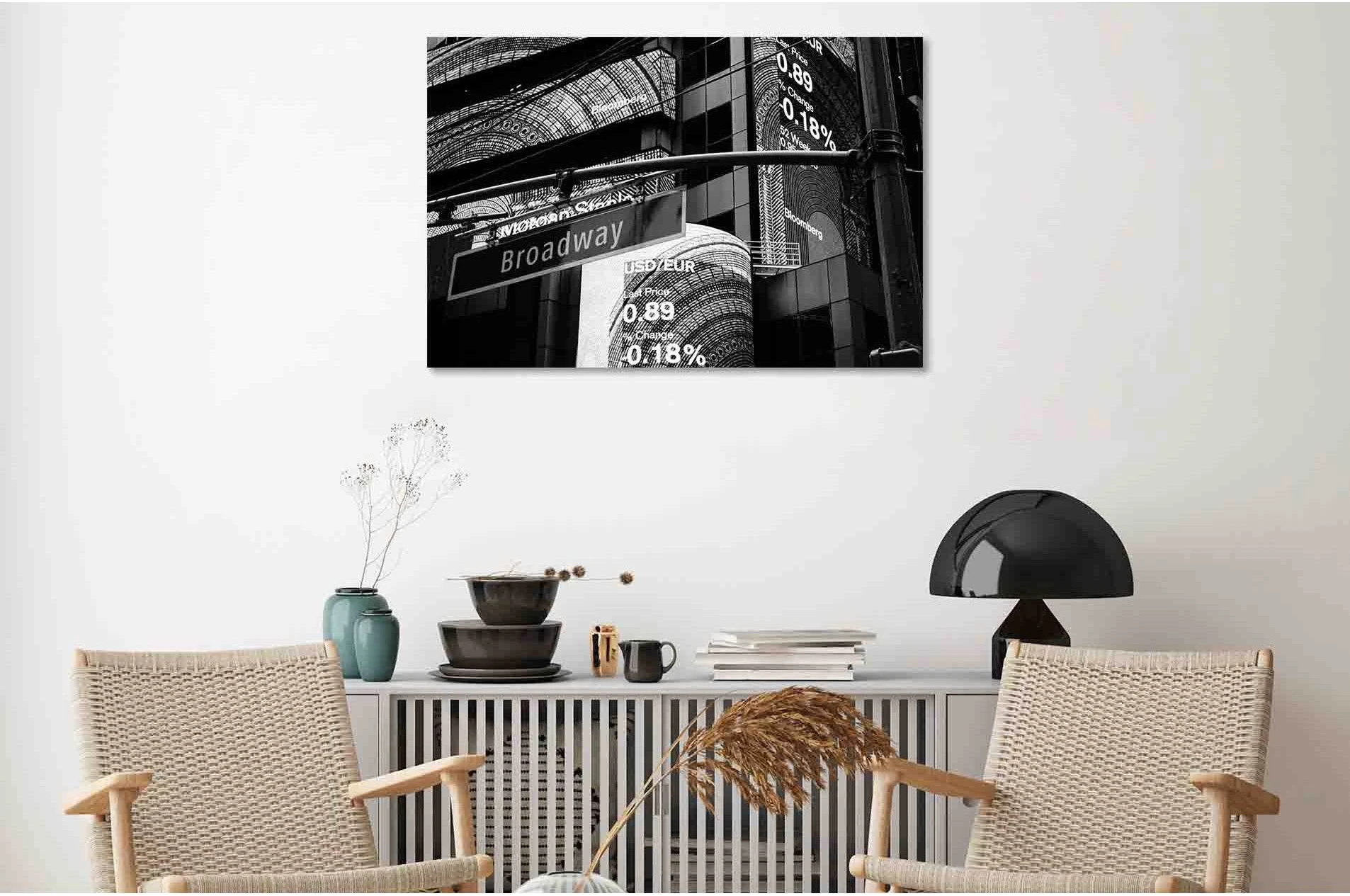 Broadway street №D2821 Ready to Hang Canvas Print - Zellart Canvas Prints 0new, ALL_Products, Black & White Wall Art