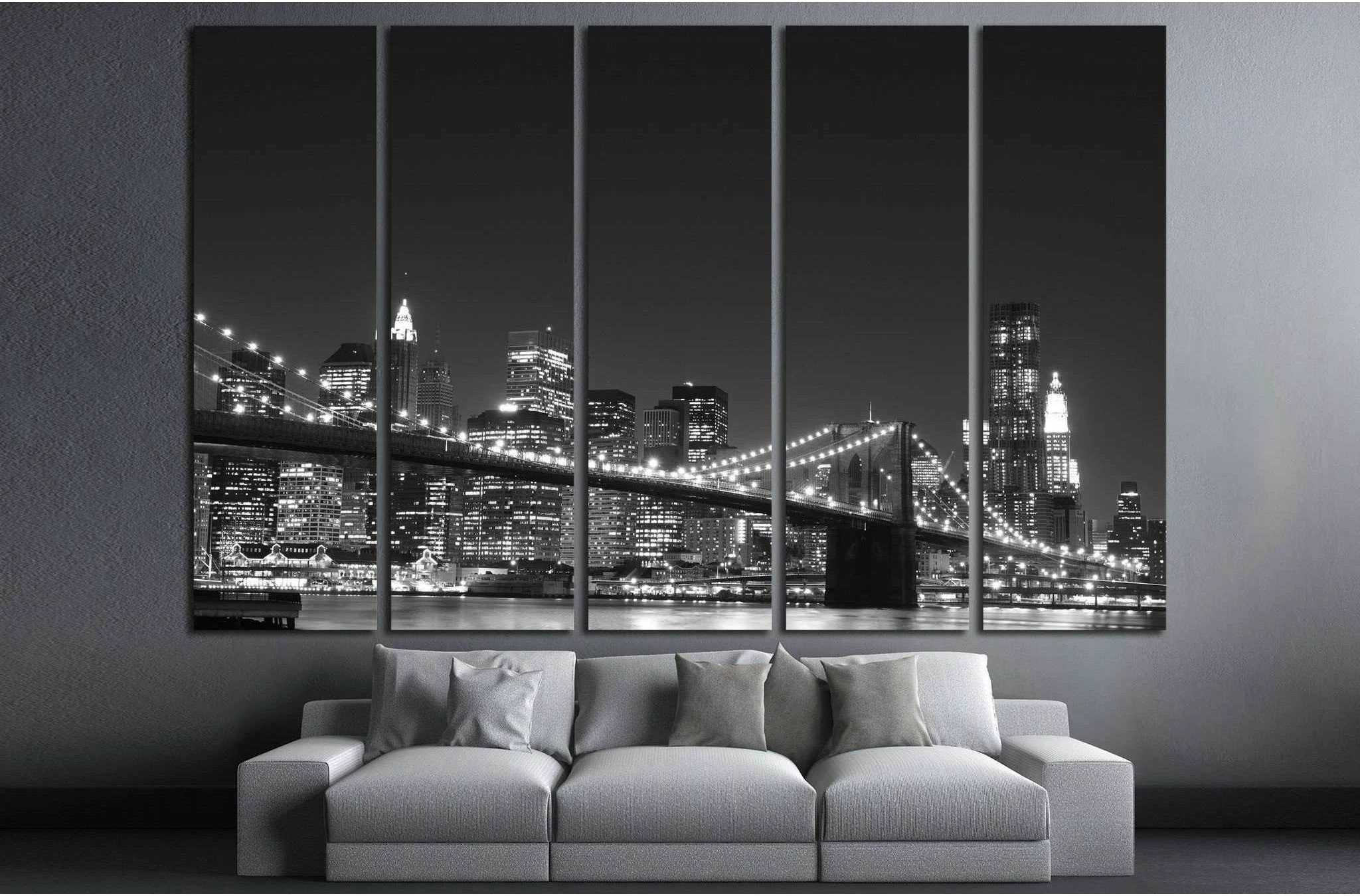 Brooklyn Bridge and Manhattan Skyline №762 Ready to Hang Canvas Print - Zellart Canvas Prints 0_NY_ART, ALL_Products, s-762