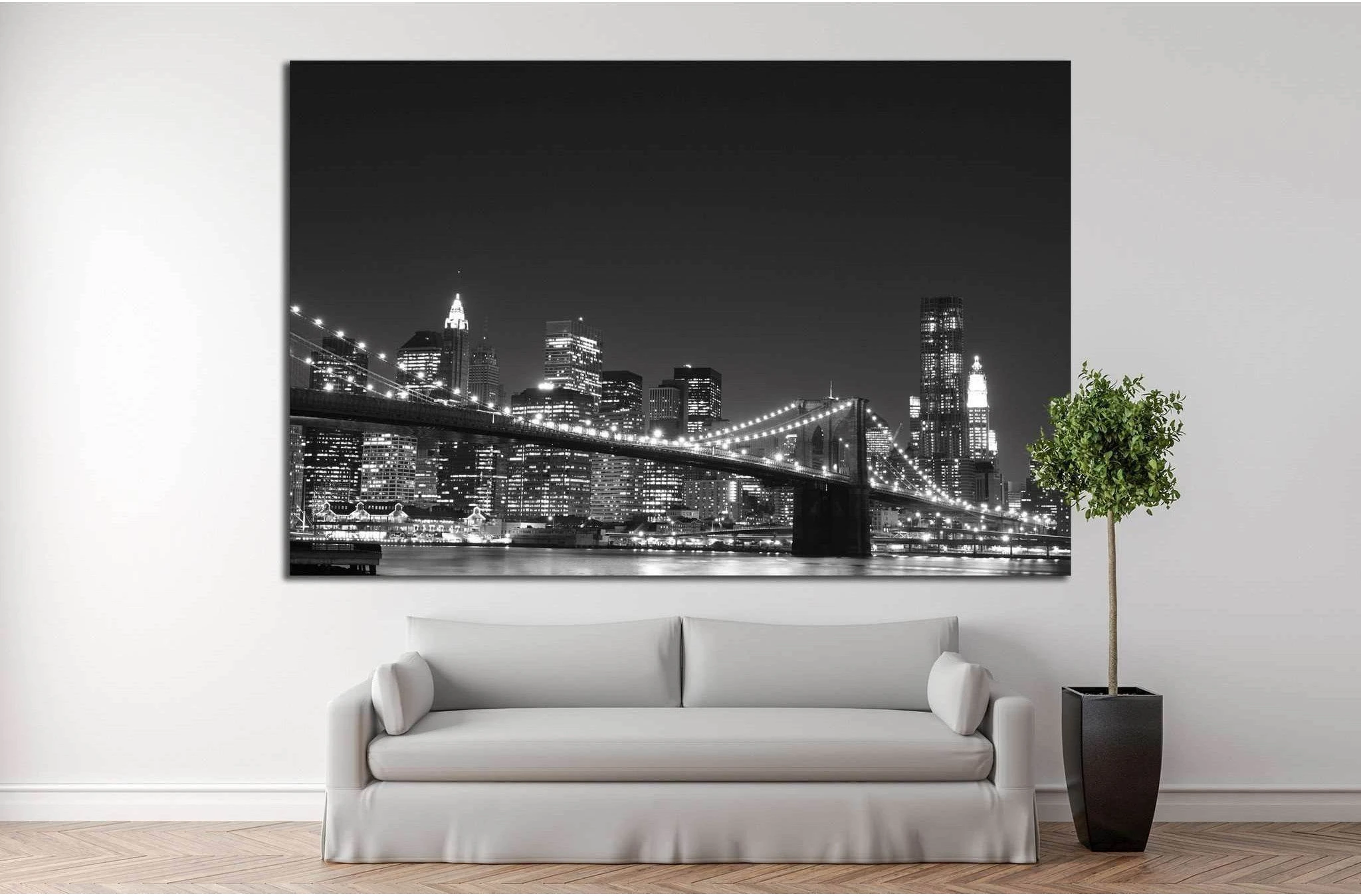Brooklyn Bridge and Manhattan Skyline №762 Ready to Hang Canvas Print - Zellart Canvas Prints 0_NY_ART, ALL_Products, s-762
