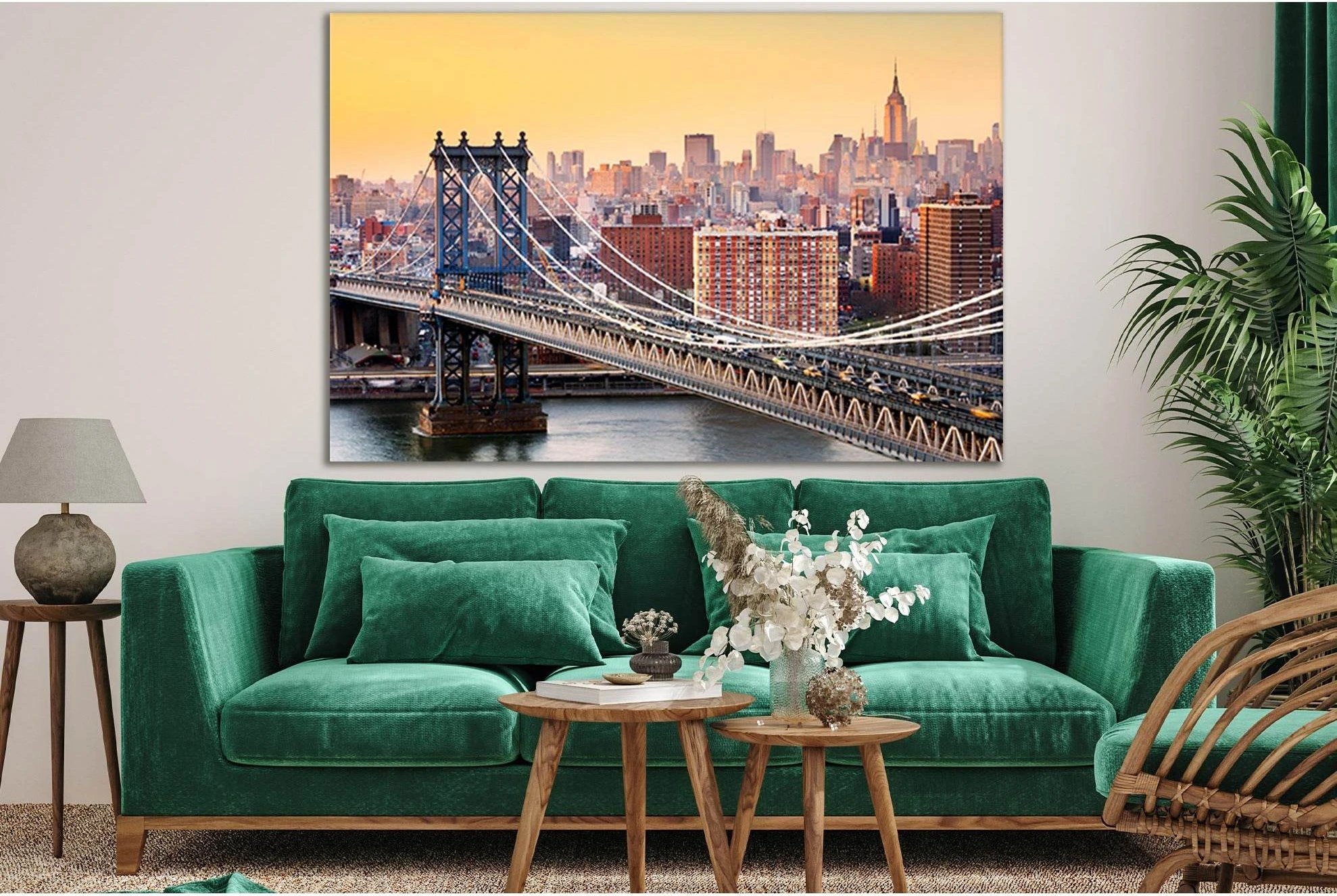 Brooklyn Bridge New York Manhattan №SL1095 Ready to Hang Canvas Print - Zellart Canvas Prints 0_NY_ART, 0new, ALL_Products, Bridges Wall Art