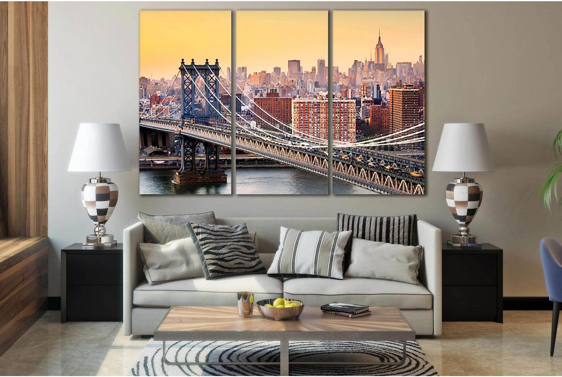 Brooklyn Bridge New York Manhattan №SL310 Ready to Hang Canvas Print - Zellart Canvas Prints 0_NY_ART, 0new, ALL_Products, Cityscapes & Skylines