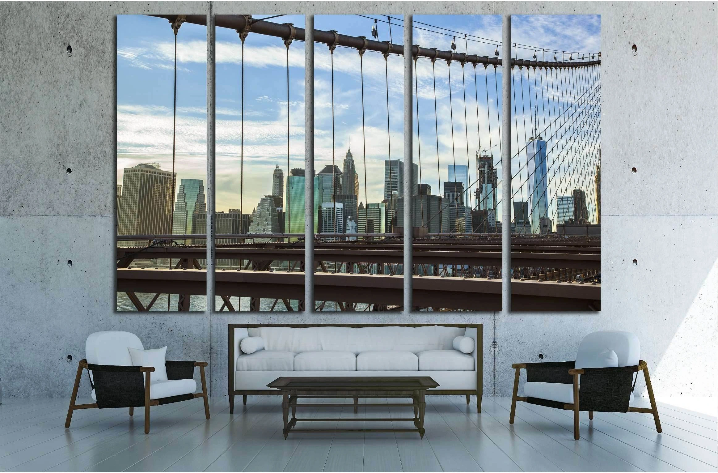 Brooklyn Bridge Wires with Manhattan Skyline background №2954 Ready to Hang Canvas Print - Zellart Canvas Prints 0_NY_ART, ALL_Products, s-2954