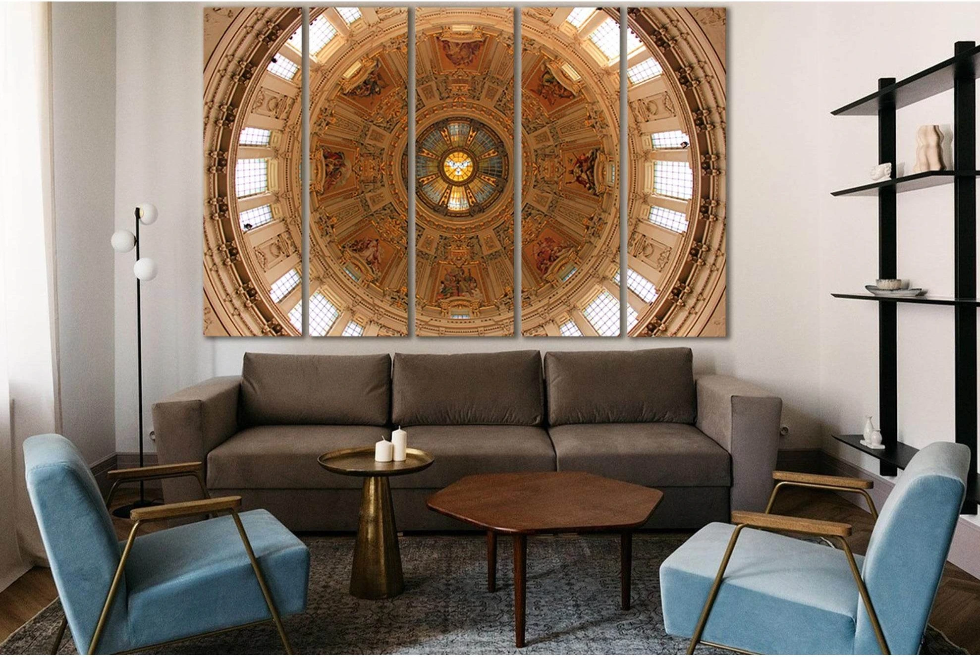 Brown And White Dome Ceiling №SL1381 Ready to Hang Canvas Print - Zellart Canvas Prints 0new, ALL_Products, Architecture