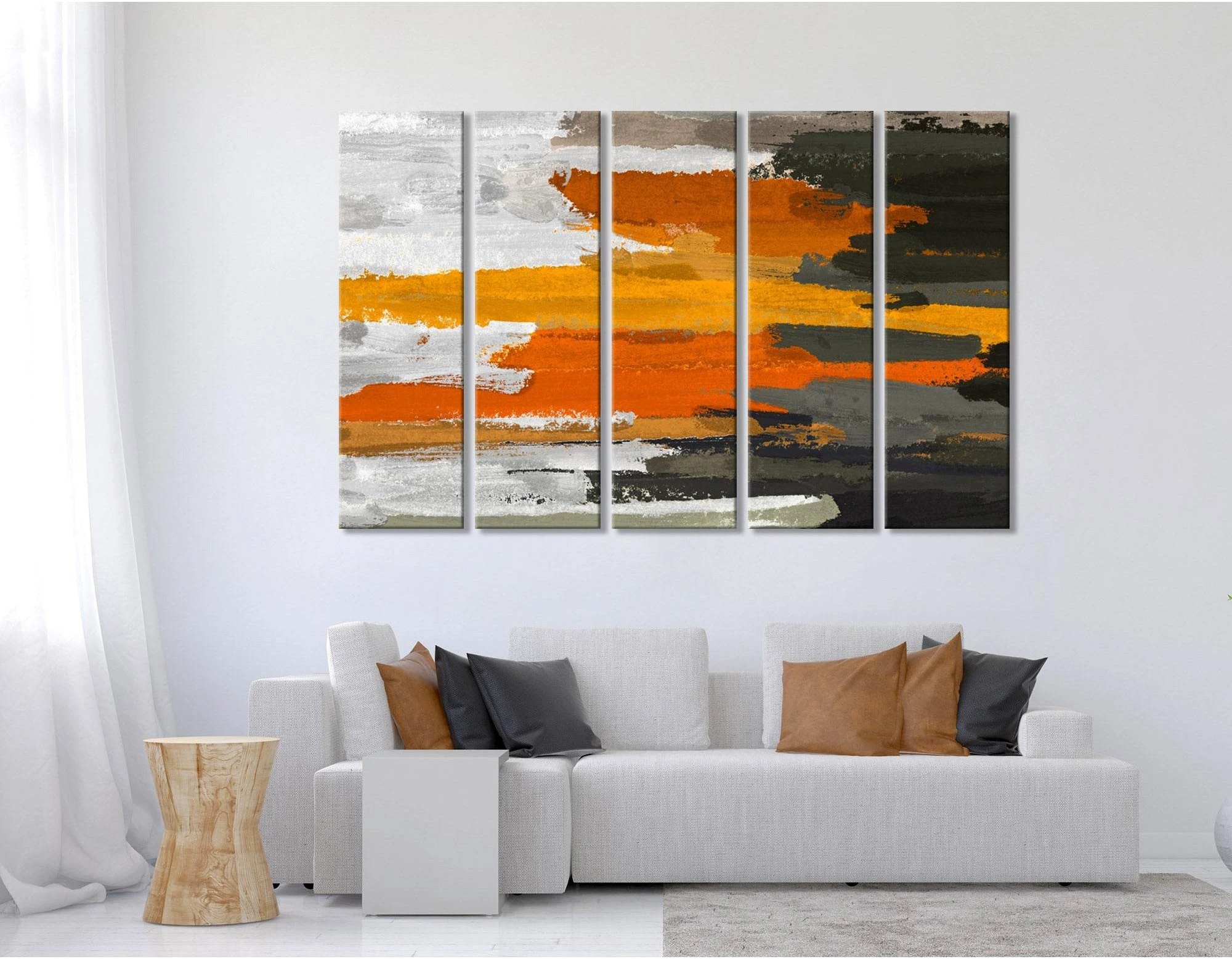 Brown, Gray And Orange Abstract №04365 Ready to Hang Canvas Print - Zellart Canvas Prints ALL_Products