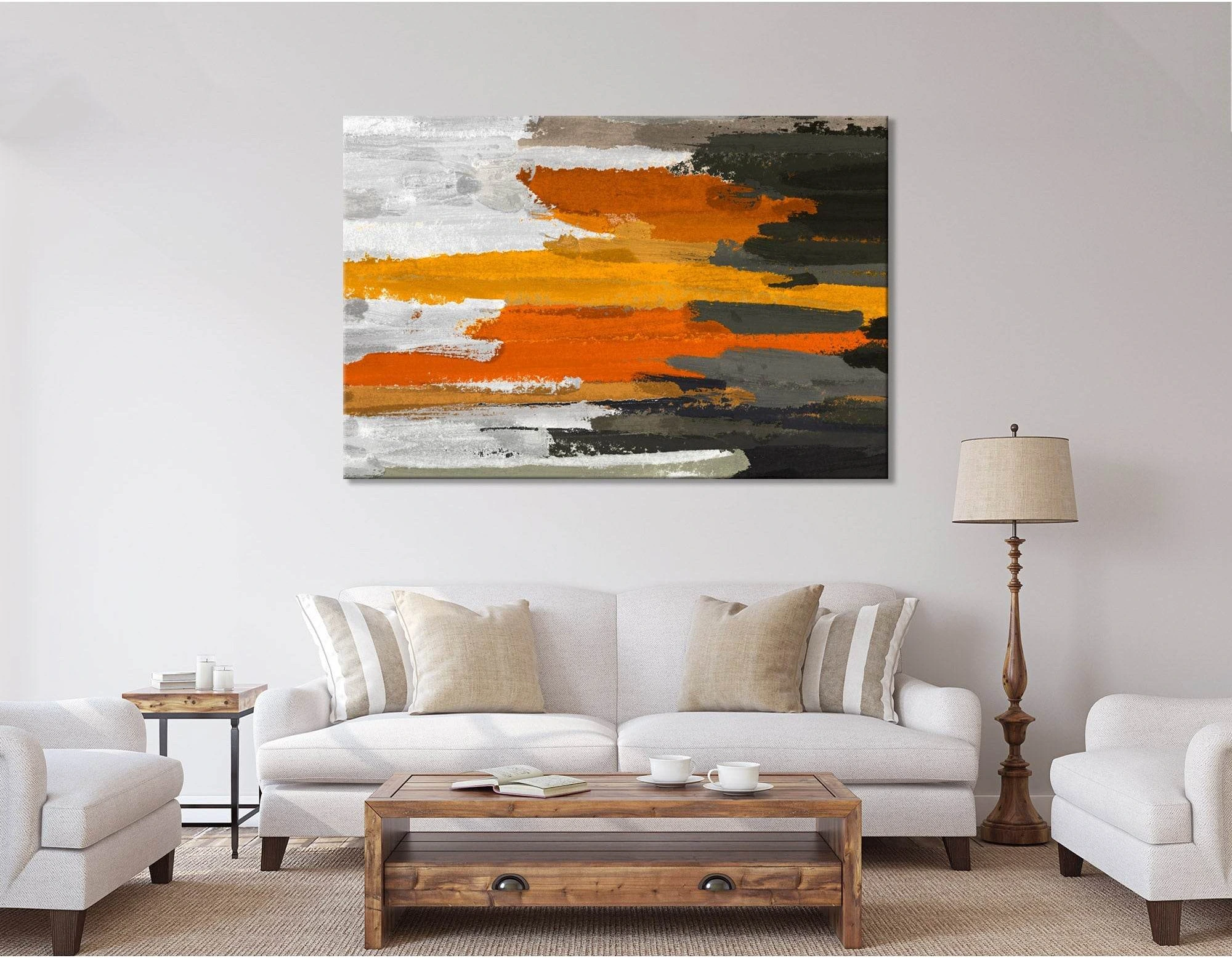 Brown, Gray And Orange Abstract №04365 Ready to Hang Canvas Print - Zellart Canvas Prints ALL_Products