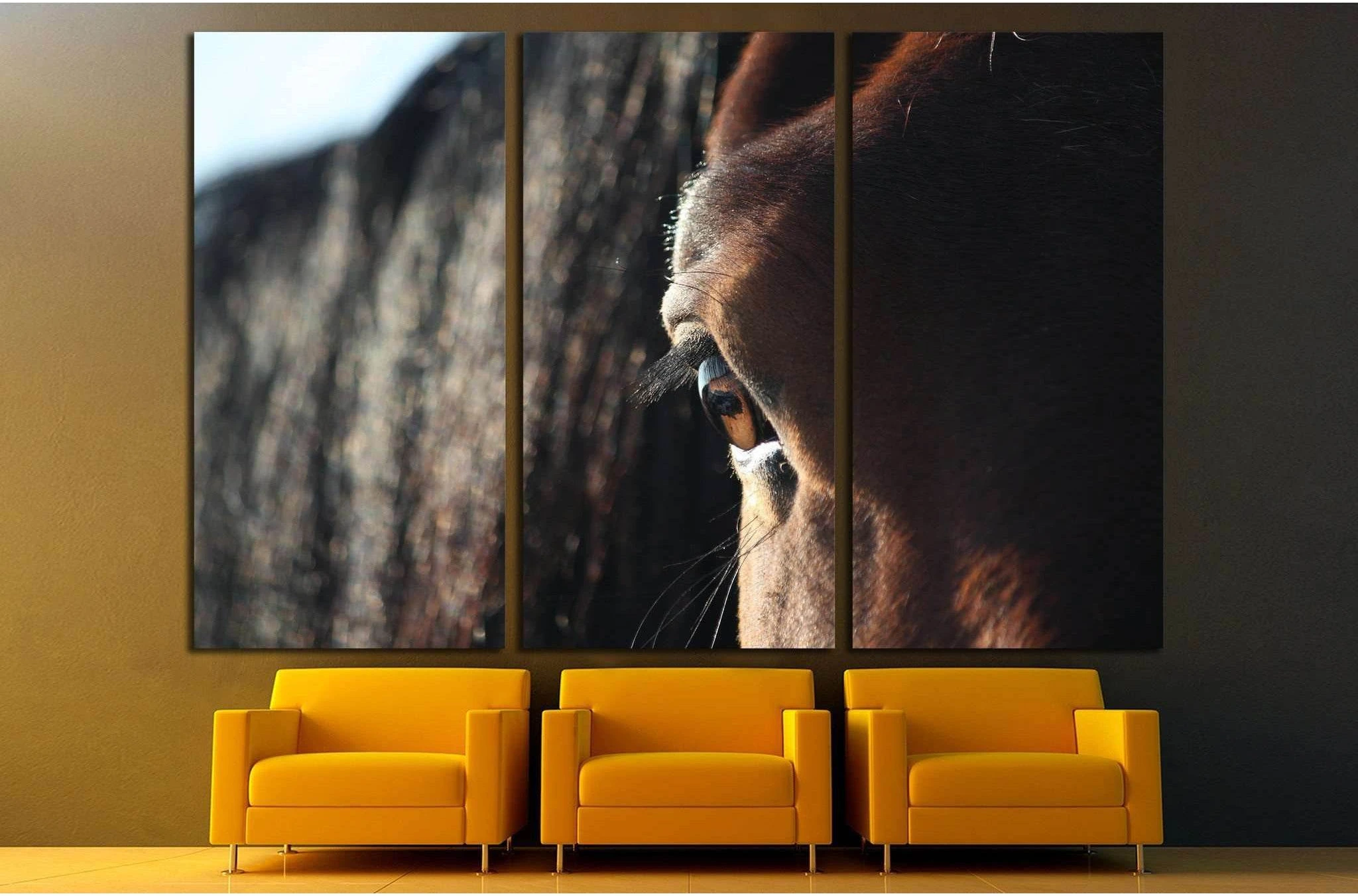 Brown horse eye close up №1841 Ready to Hang Canvas Print - Zellart Canvas Prints ALL_Products, Horses, s-1841