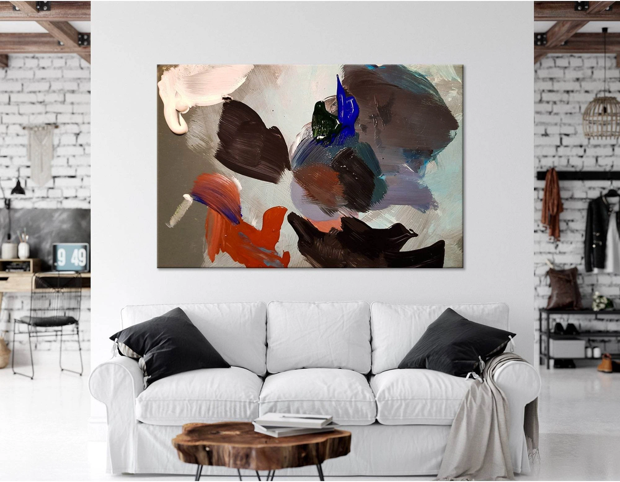 Brown, Red, Gray Abstract №04261 Ready to Hang Canvas Print - Zellart Canvas Prints ALL_Products