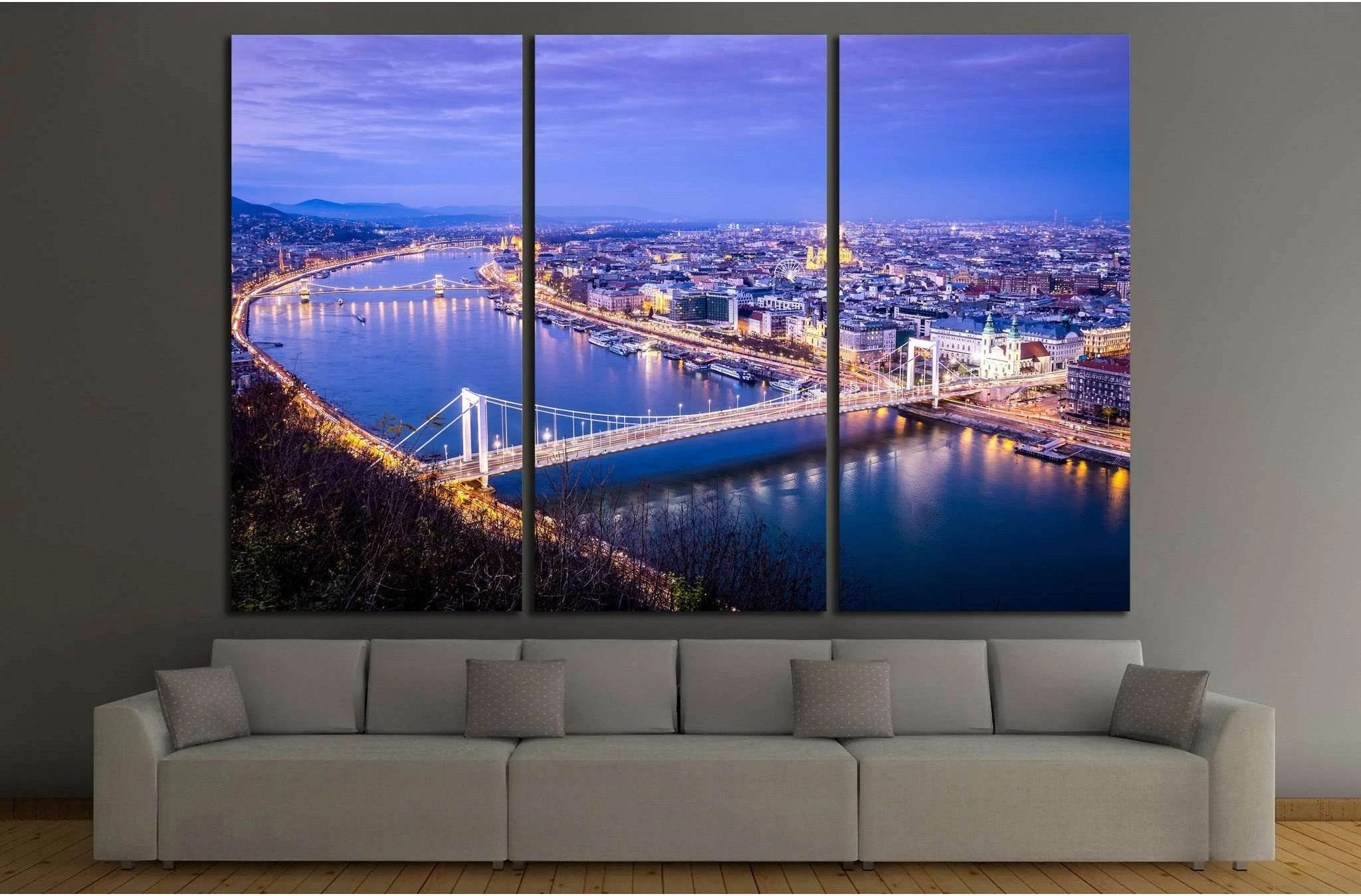 Budapest cityscape, Gellert Hill, Hungary №1201 Ready to Hang Canvas Print - Zellart Canvas Prints ALL_Products, s-1201