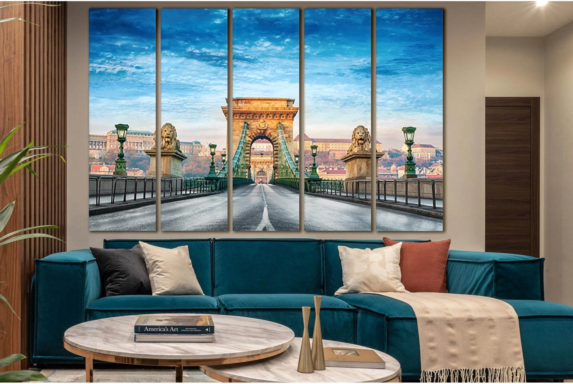 Budapest Hungary Chain Bridge №SL1131 Ready to Hang Canvas Print - Zellart Canvas Prints 0new, ALL_Products, Bridges Wall Art