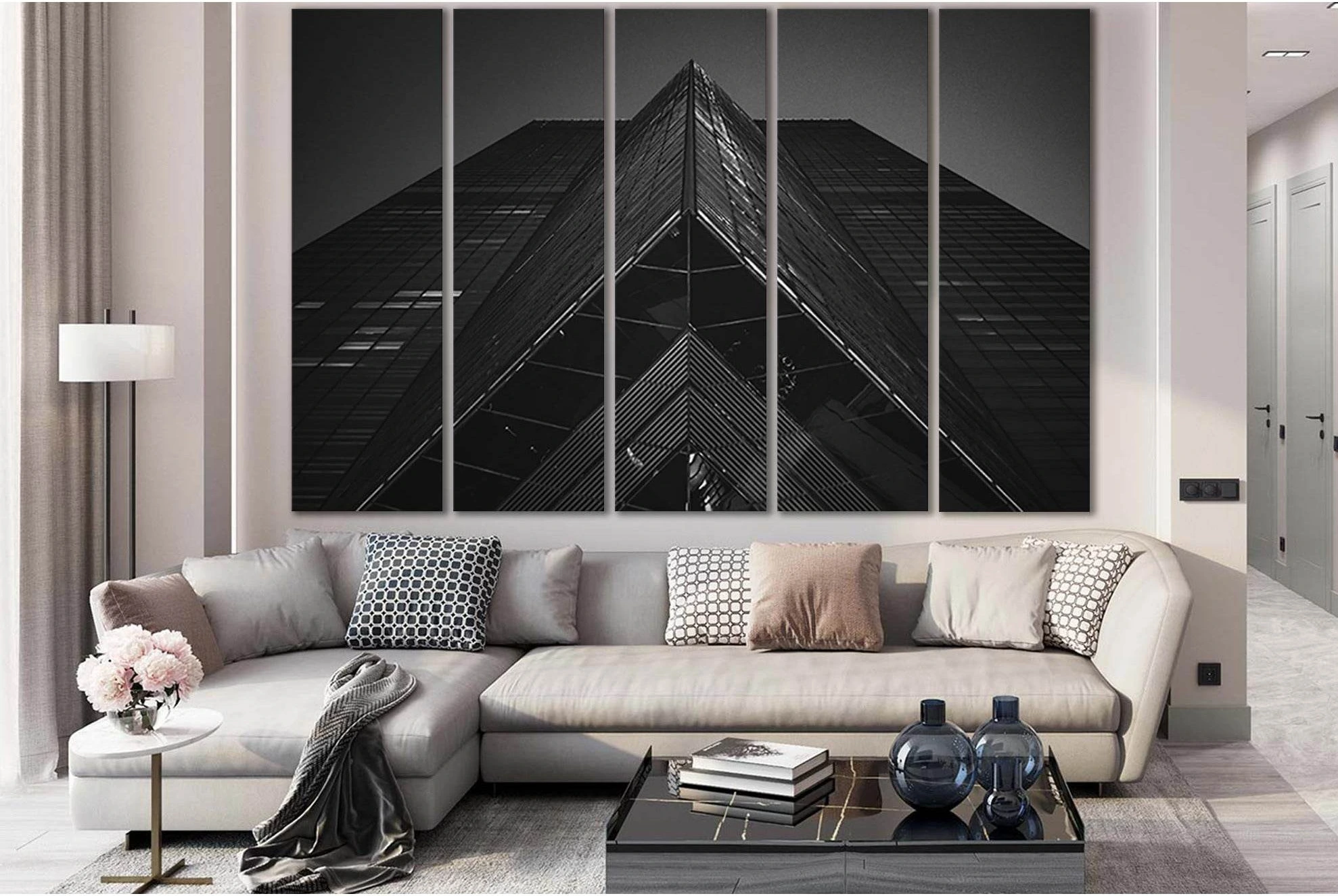 Building Architecture In Black And White №SL1404 Ready to Hang Canvas Print - Zellart Canvas Prints 0new, ALL_Products, Architecture