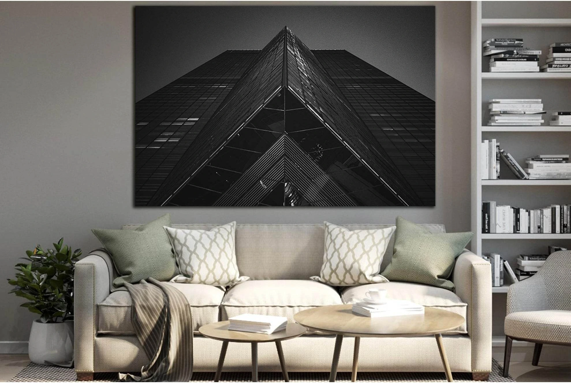Building Architecture In Black And White №SL1404 Ready to Hang Canvas Print - Zellart Canvas Prints 0new, ALL_Products, Architecture