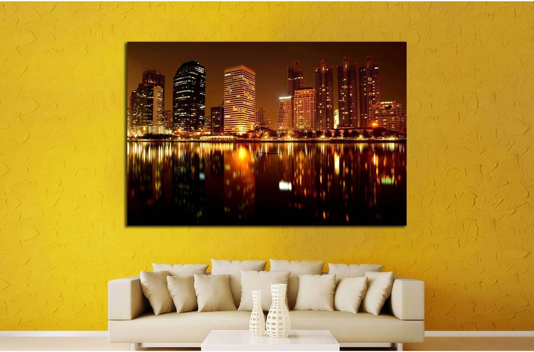 Building at night №1429 Ready to Hang Canvas Print - Zellart Canvas Prints ALL_Products, s-1429