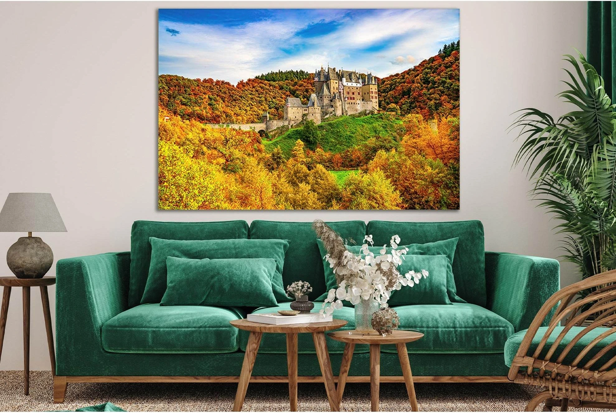 Burg Eltz Castle In Autumn №SL663 Ready to Hang Canvas Print - Zellart Canvas Prints 0new, ALL_Products, Autumn Wall Art
