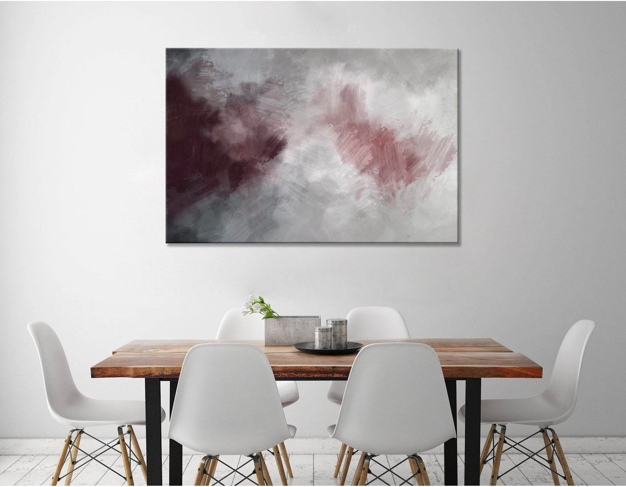 Burgundy And Gray Abstract №04378 Ready to Hang Canvas Print - Zellart Canvas Prints ALL_Products
