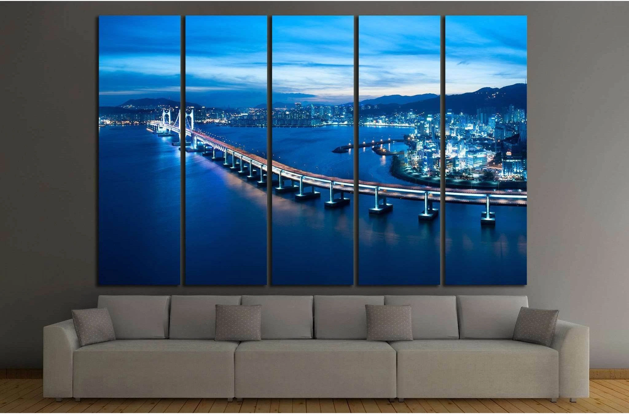 Busan Diamond bridge №573 Ready to Hang Canvas Print - Zellart Canvas Prints ALL_Products, s-573