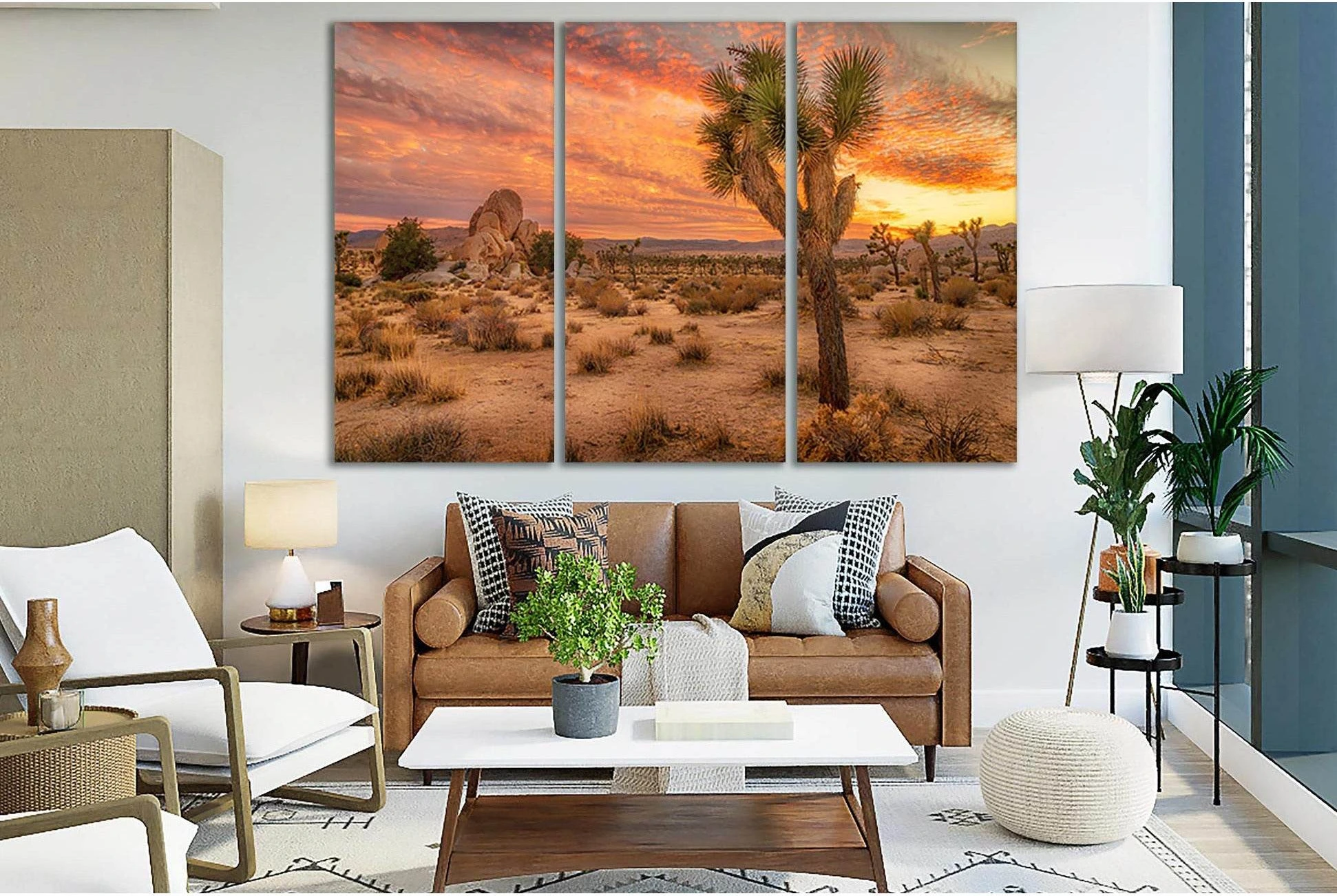 Cactus In The Desert At Sunset №SL277 Ready to Hang Canvas Print - Zellart Canvas Prints 0new, ALL_Products, SUNRISE & SUNSET WALL ART