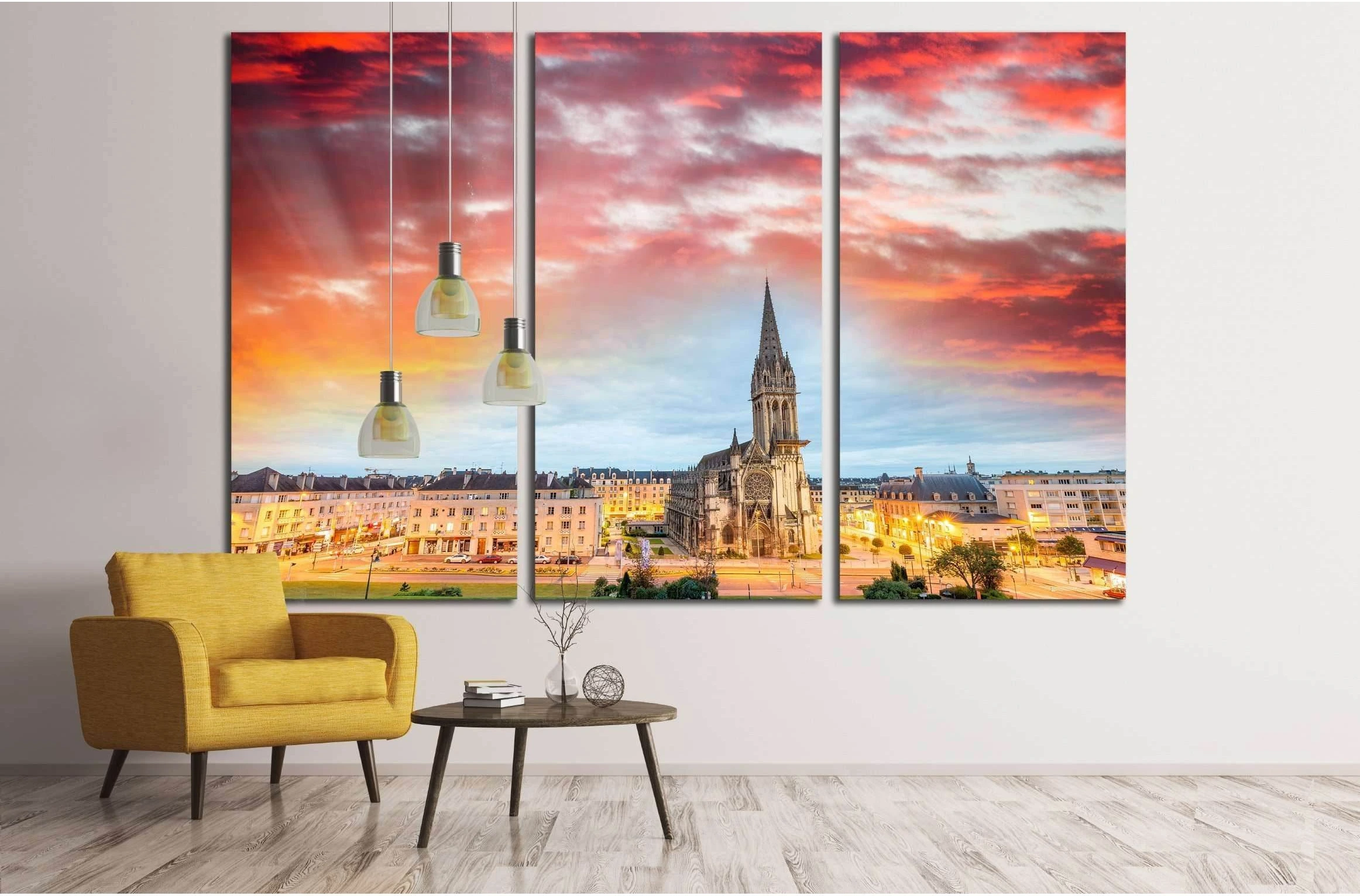 Caen wonderful sunset skyline. №3057 Ready to Hang Canvas Print - Zellart Canvas Prints ALL_Products, s-3057
