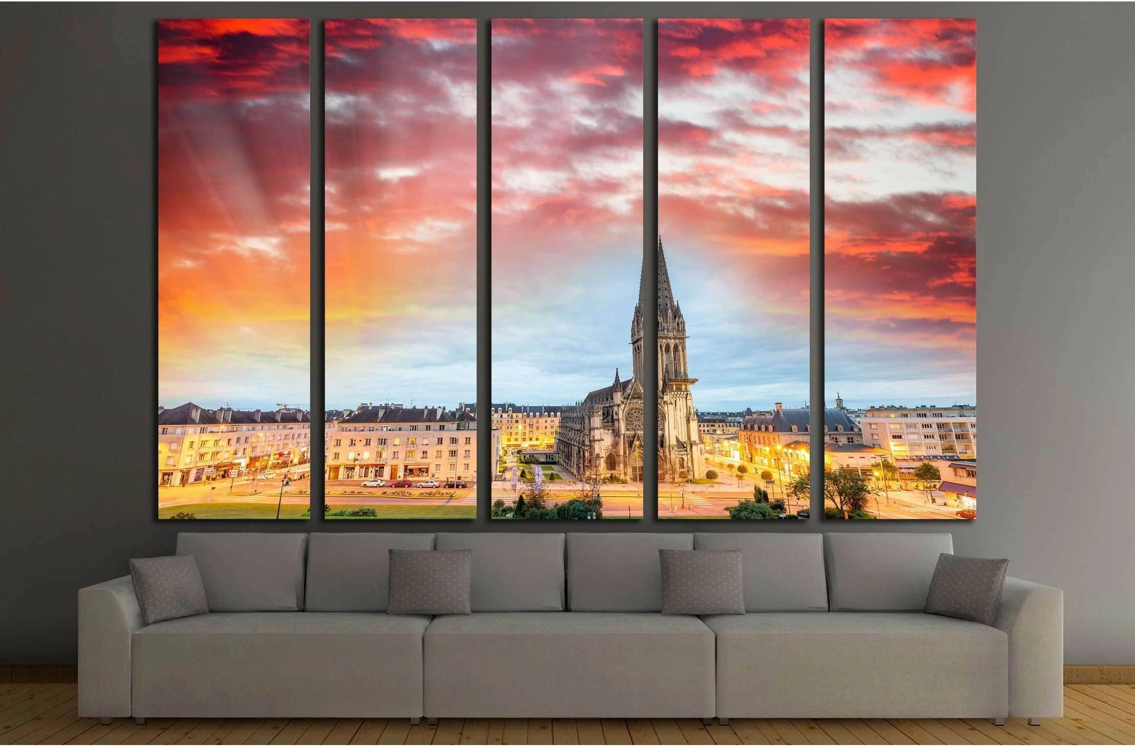 Caen wonderful sunset skyline. №3057 Ready to Hang Canvas Print - Zellart Canvas Prints ALL_Products, s-3057