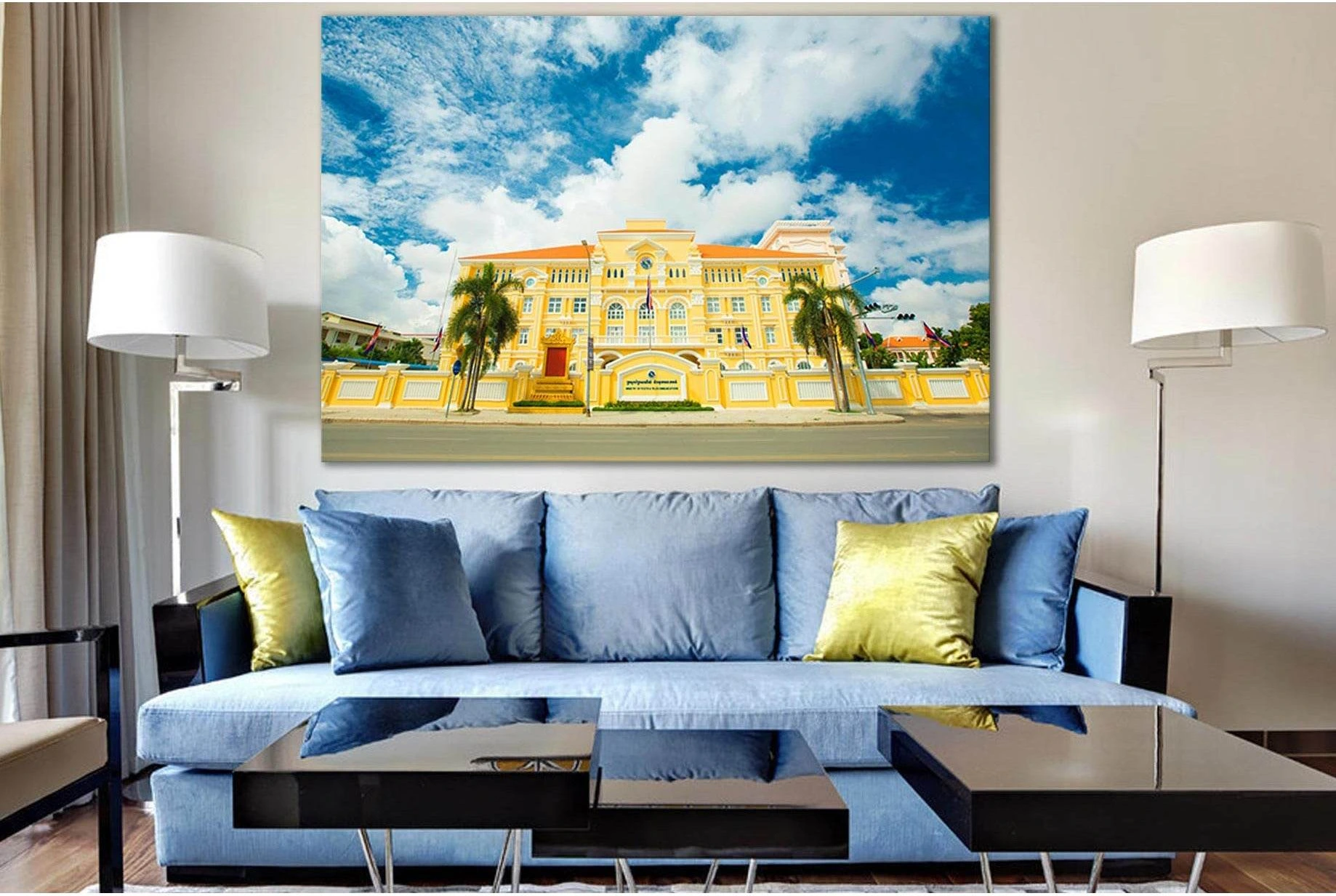 Cambodia Post Office Building №SL1408 Ready to Hang Canvas Print - Zellart Canvas Prints 0new, ALL_Products, Architecture