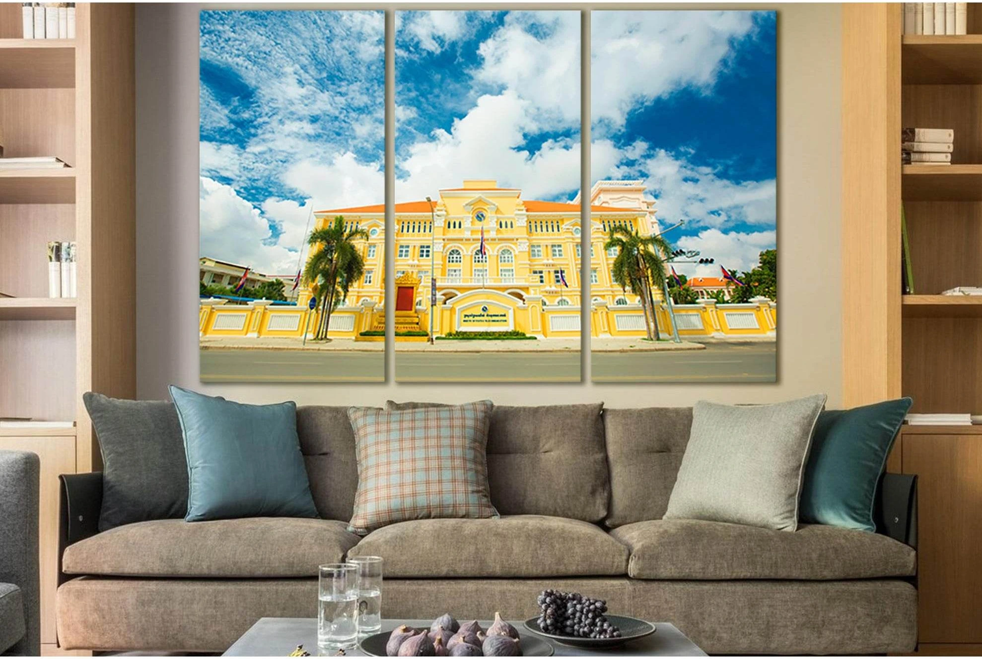 Cambodia Post Office Building №SL1408 Ready to Hang Canvas Print - Zellart Canvas Prints 0new, ALL_Products, Architecture