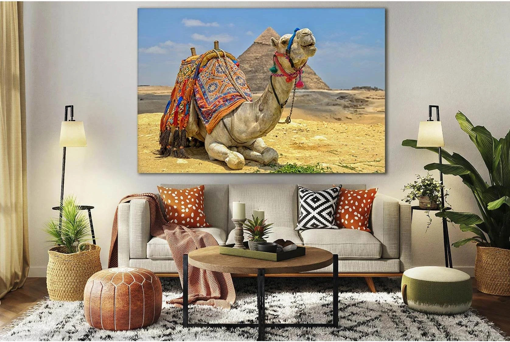 Camel And Pyramid №SL1020 Ready to Hang Canvas Print - Zellart Canvas Prints 0new, ALL_Products, Animals & Wildlife