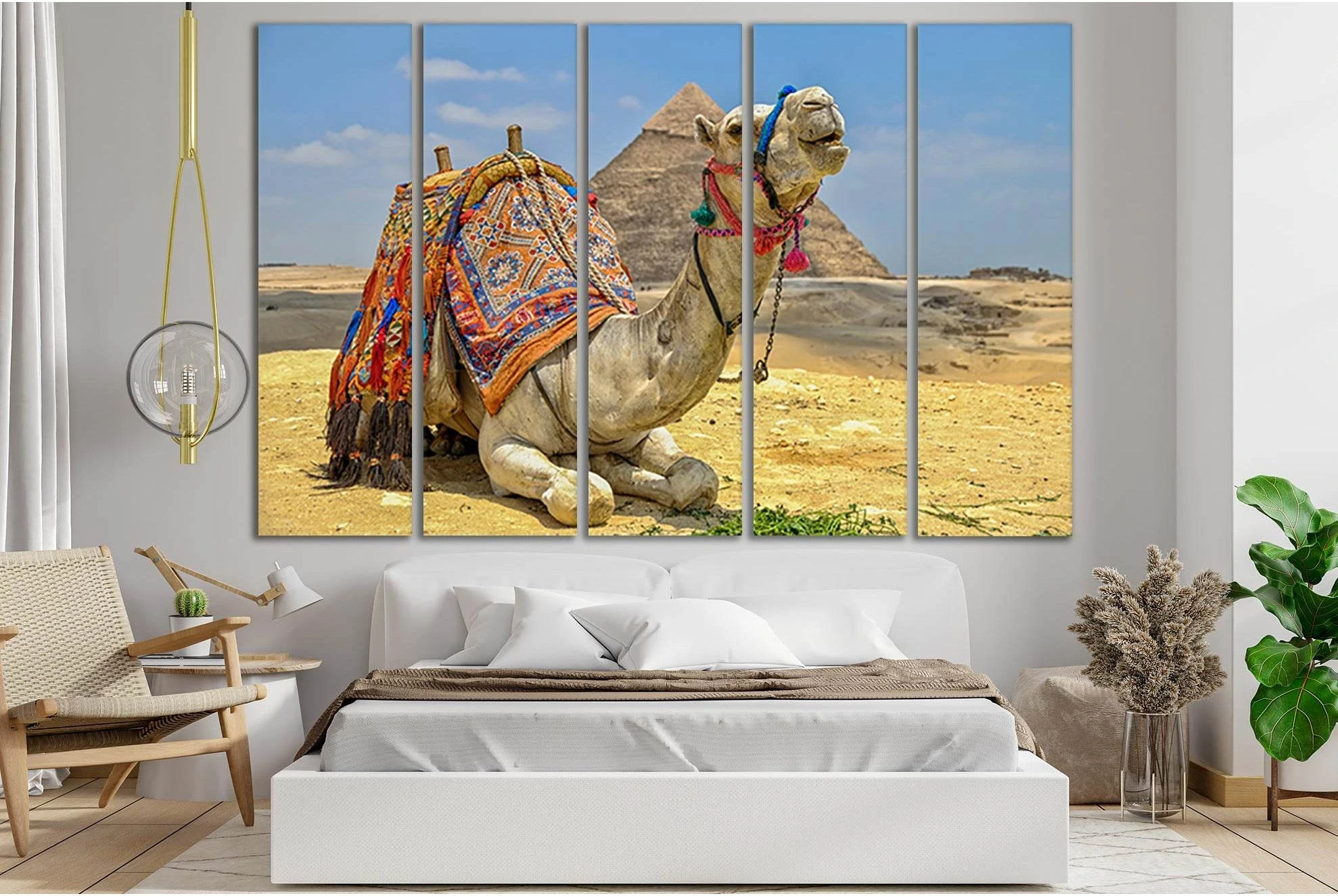 Camel And Pyramid №SL1020 Ready to Hang Canvas Print - Zellart Canvas Prints 0new, ALL_Products, Animals & Wildlife