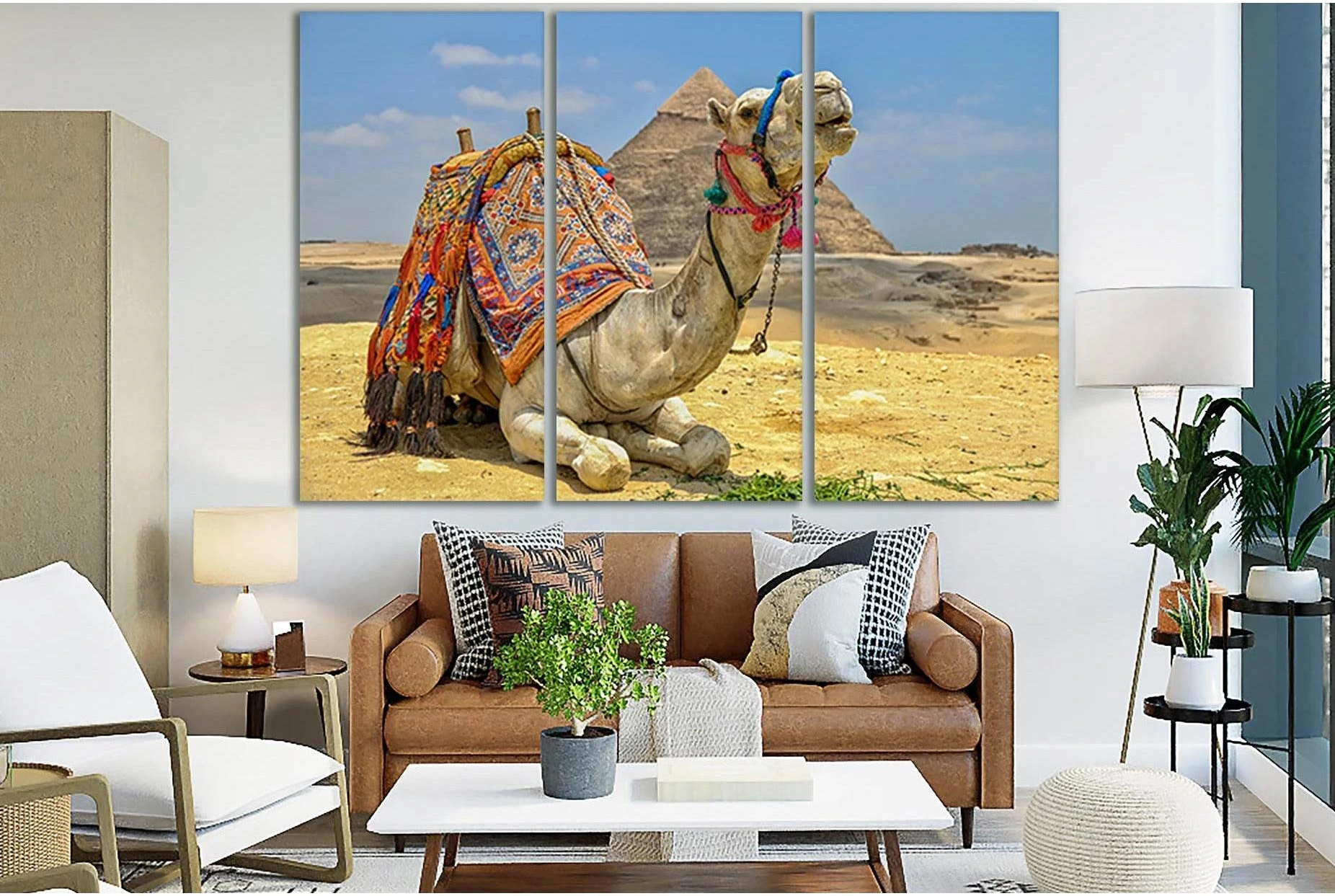 Camel And Pyramid №SL1020 Ready to Hang Canvas Print - Zellart Canvas Prints 0new, ALL_Products, Animals & Wildlife