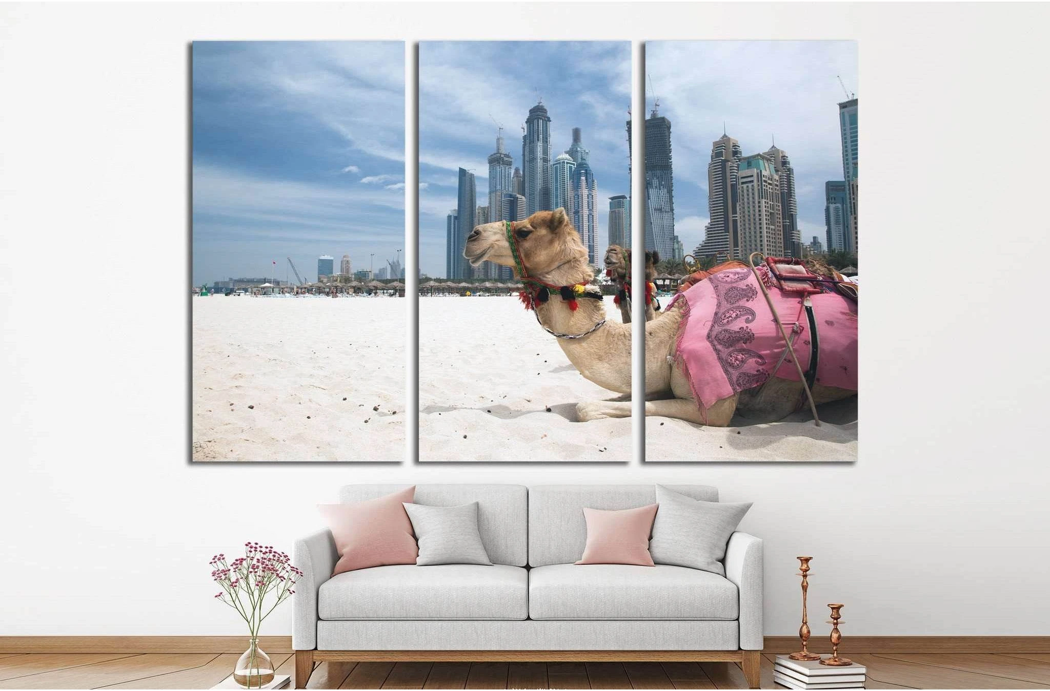 Camel at the urban background of Dubai №1135 Ready to Hang Canvas Print - Zellart Canvas Prints ALL_Products, s-1135