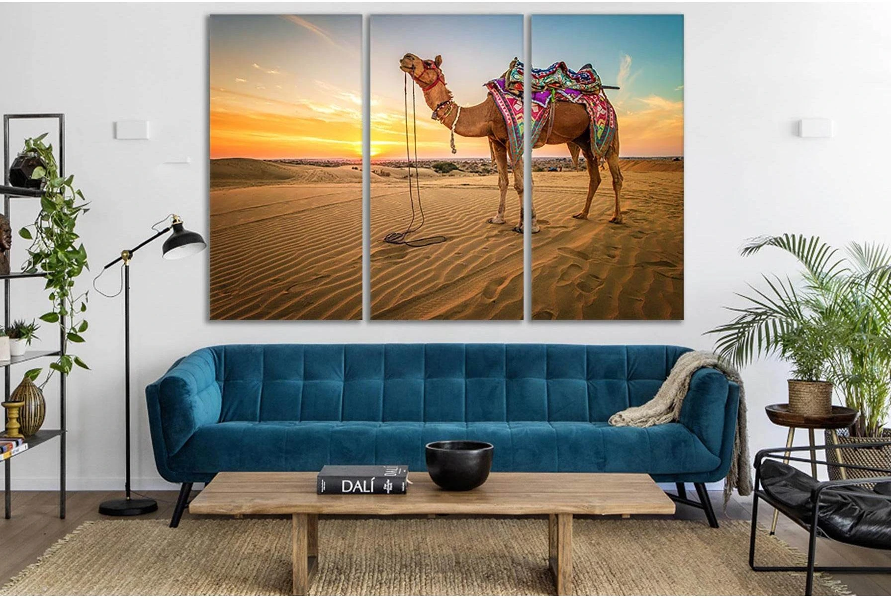 Camel In The Desert During Sunset №SL227 Ready to Hang Canvas Print - Zellart Canvas Prints 0new, ALL_Products, SUNRISE & SUNSET WALL ART