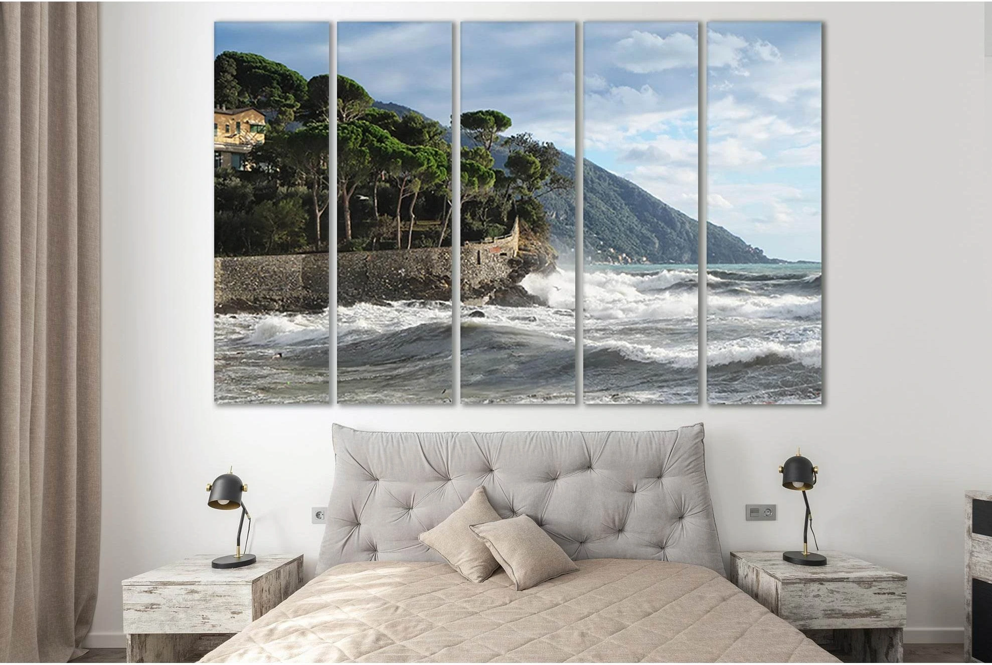 Camogli Commune In Italy №SL194 Ready to Hang Canvas Print - Zellart Canvas Prints 0new, ALL_Products, Beach Ocean & Waves