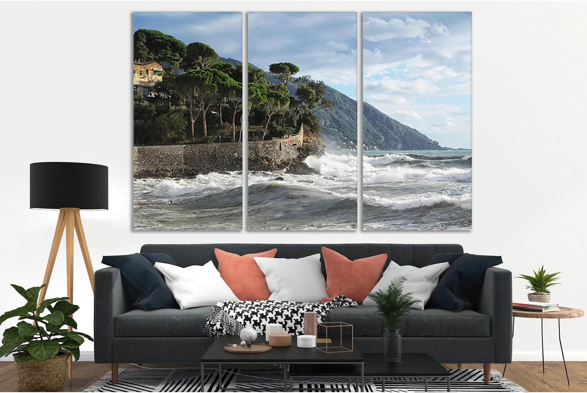 Camogli Commune In Italy №SL194 Ready to Hang Canvas Print - Zellart Canvas Prints 0new, ALL_Products, Beach Ocean & Waves