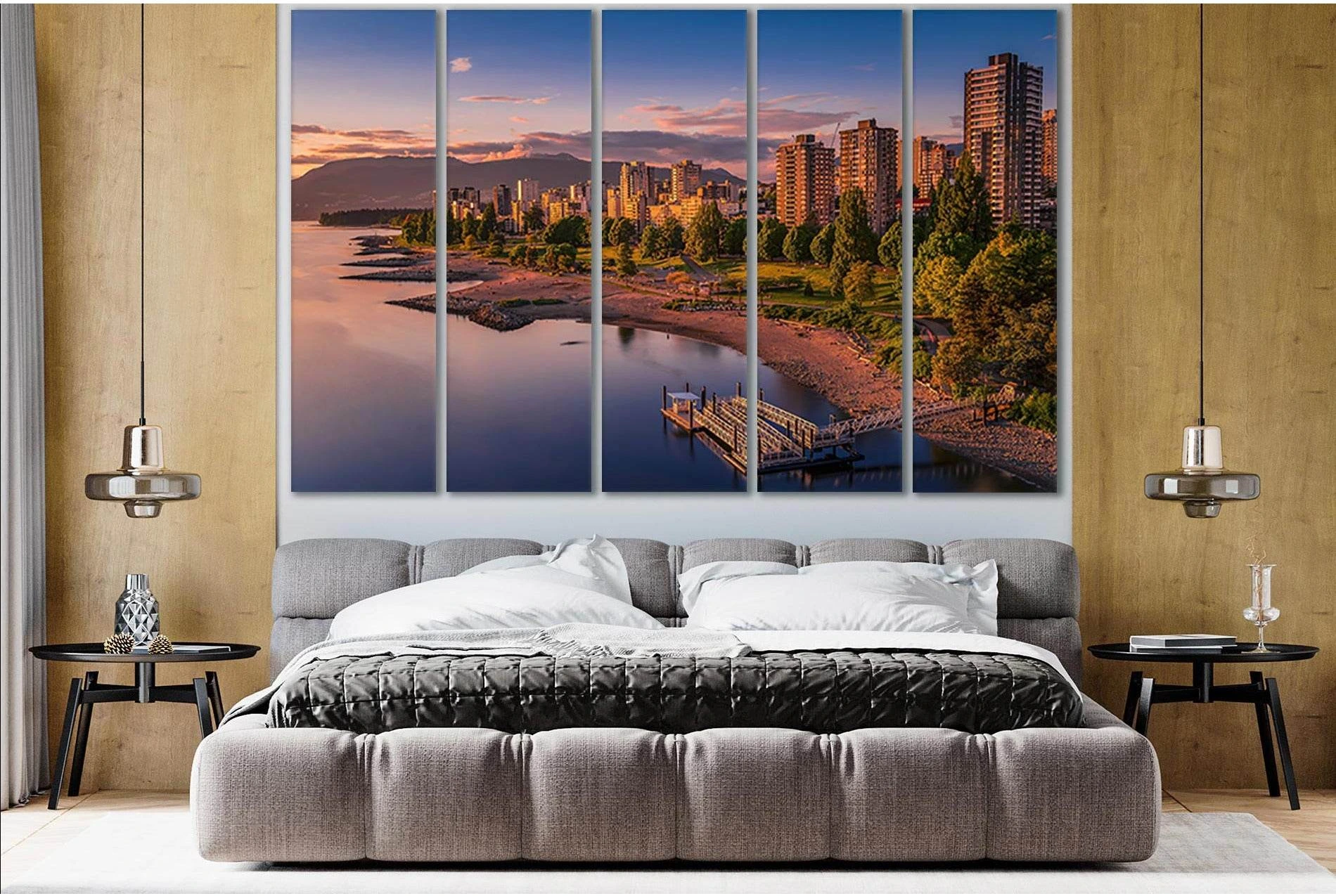 Canada Coast Evening Vancouver №SL315 Ready to Hang Canvas Print - Zellart Canvas Prints 0new, ALL_Products, Cityscapes & Skylines
