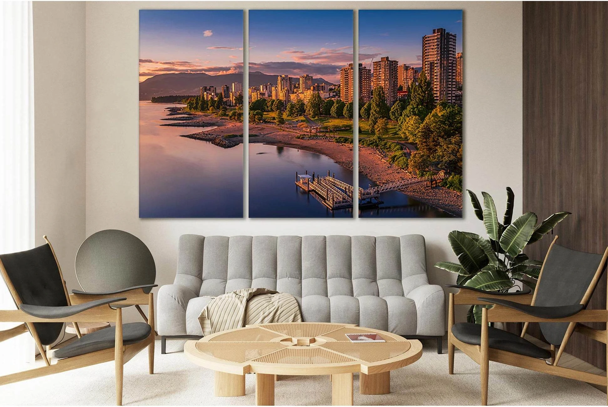 Canada Coast Evening Vancouver №SL315 Ready to Hang Canvas Print - Zellart Canvas Prints 0new, ALL_Products, Cityscapes & Skylines