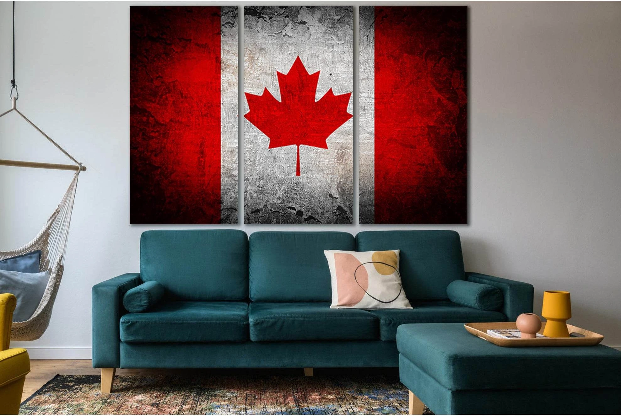 Canada Flag On Grunge Background №SL1185 Ready to Hang Canvas Print - Zellart Canvas Prints 0new, ALL_Products, Flags