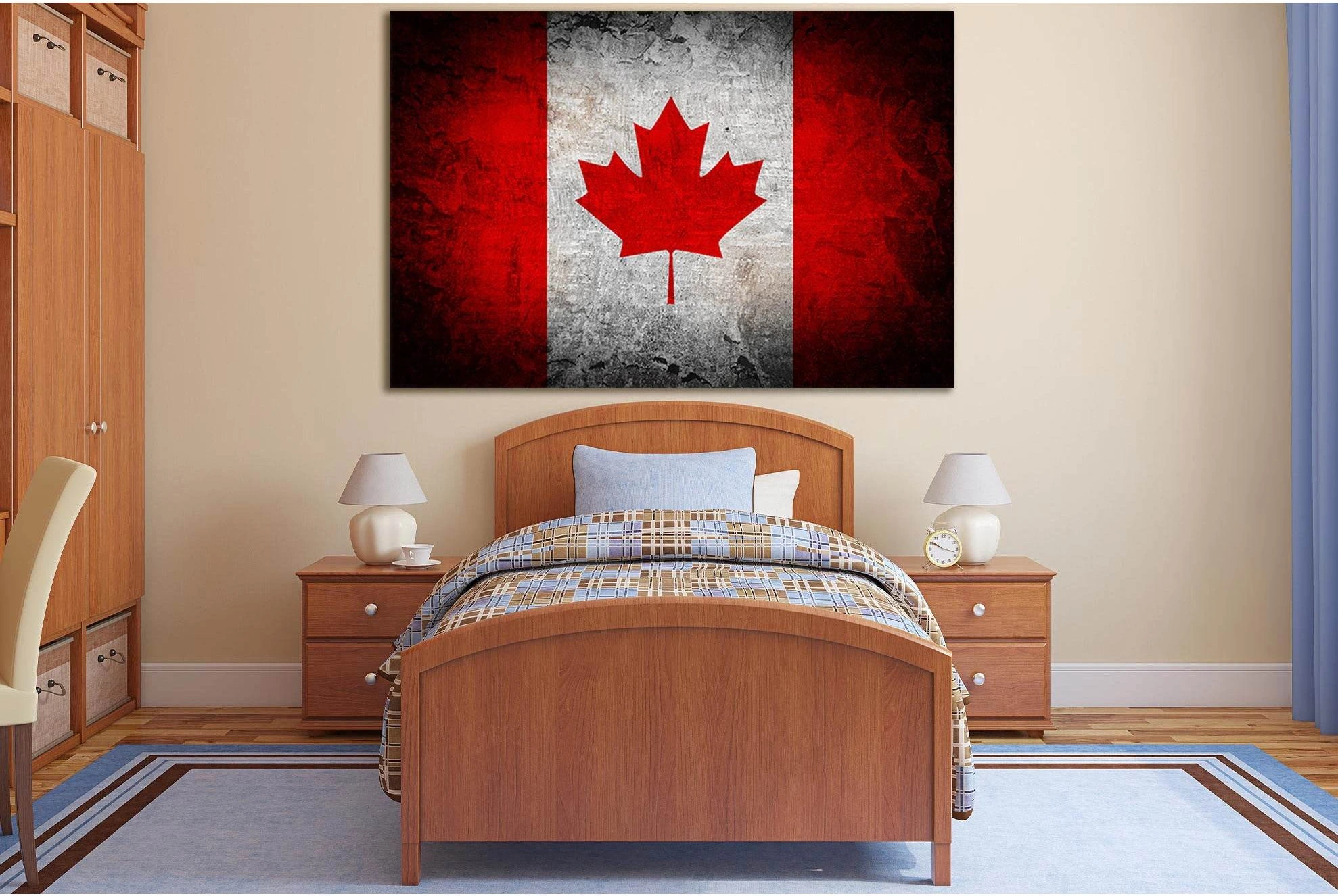 Canada Flag On Grunge Background №SL1185 Ready to Hang Canvas Print - Zellart Canvas Prints 0new, ALL_Products, Flags