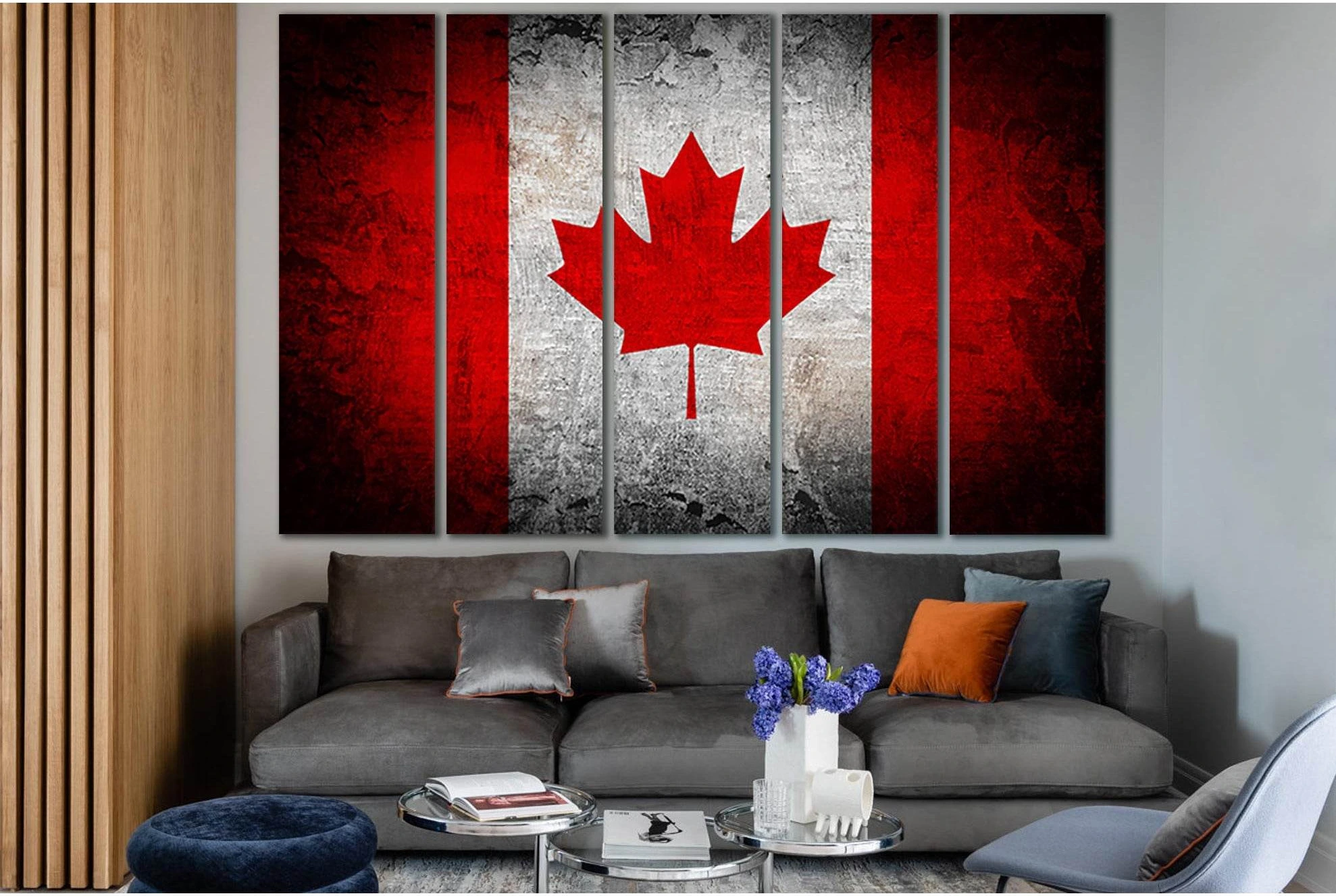 Canada Flag On Grunge Background №SL1185 Ready to Hang Canvas Print - Zellart Canvas Prints 0new, ALL_Products, Flags